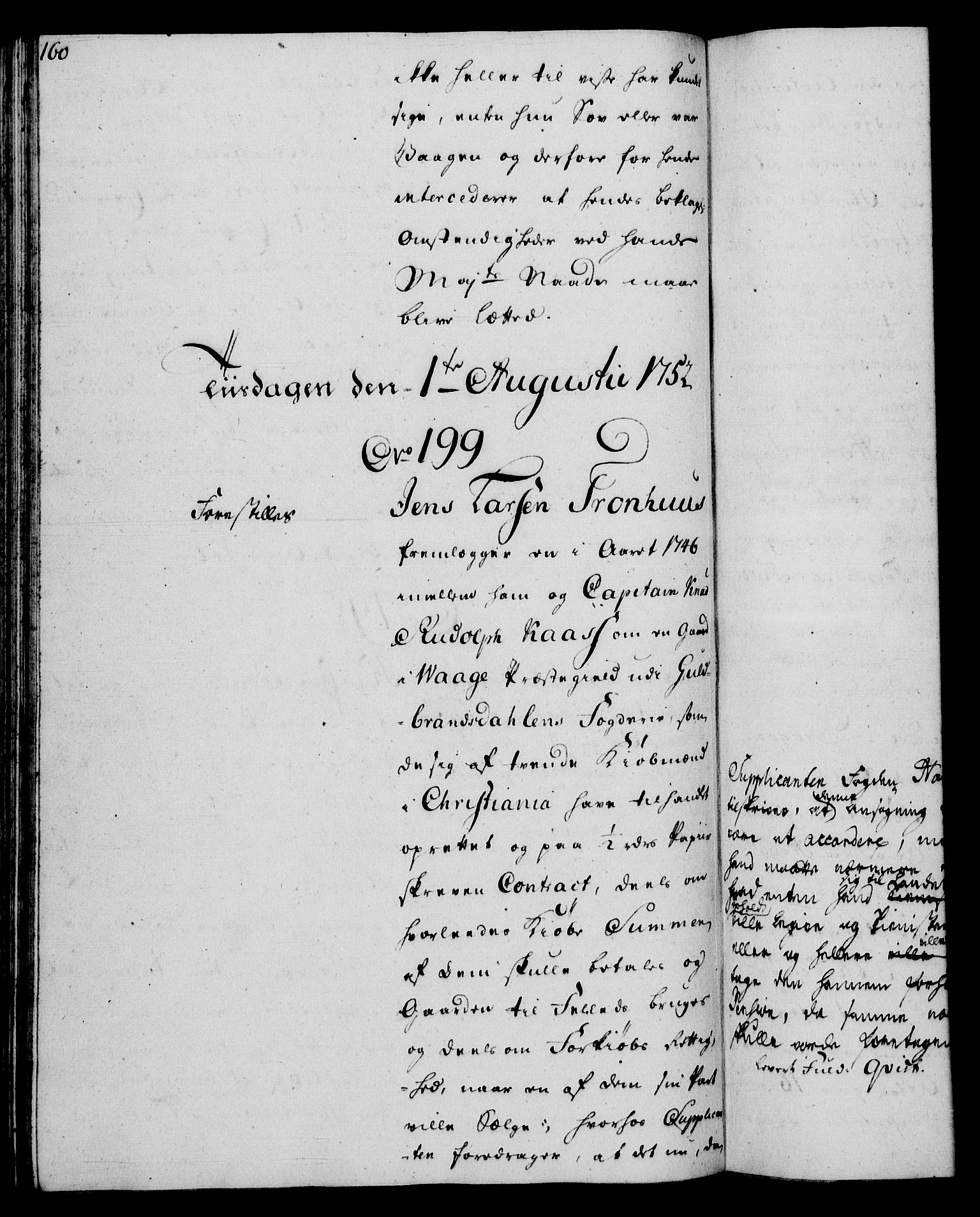 Rentekammeret, Kammerkanselliet, RA/EA-3111/G/Gh/Gha/L0031: Norsk ekstraktmemorialprotokoll (merket RK 53.76), 1751-1753, s. 160
