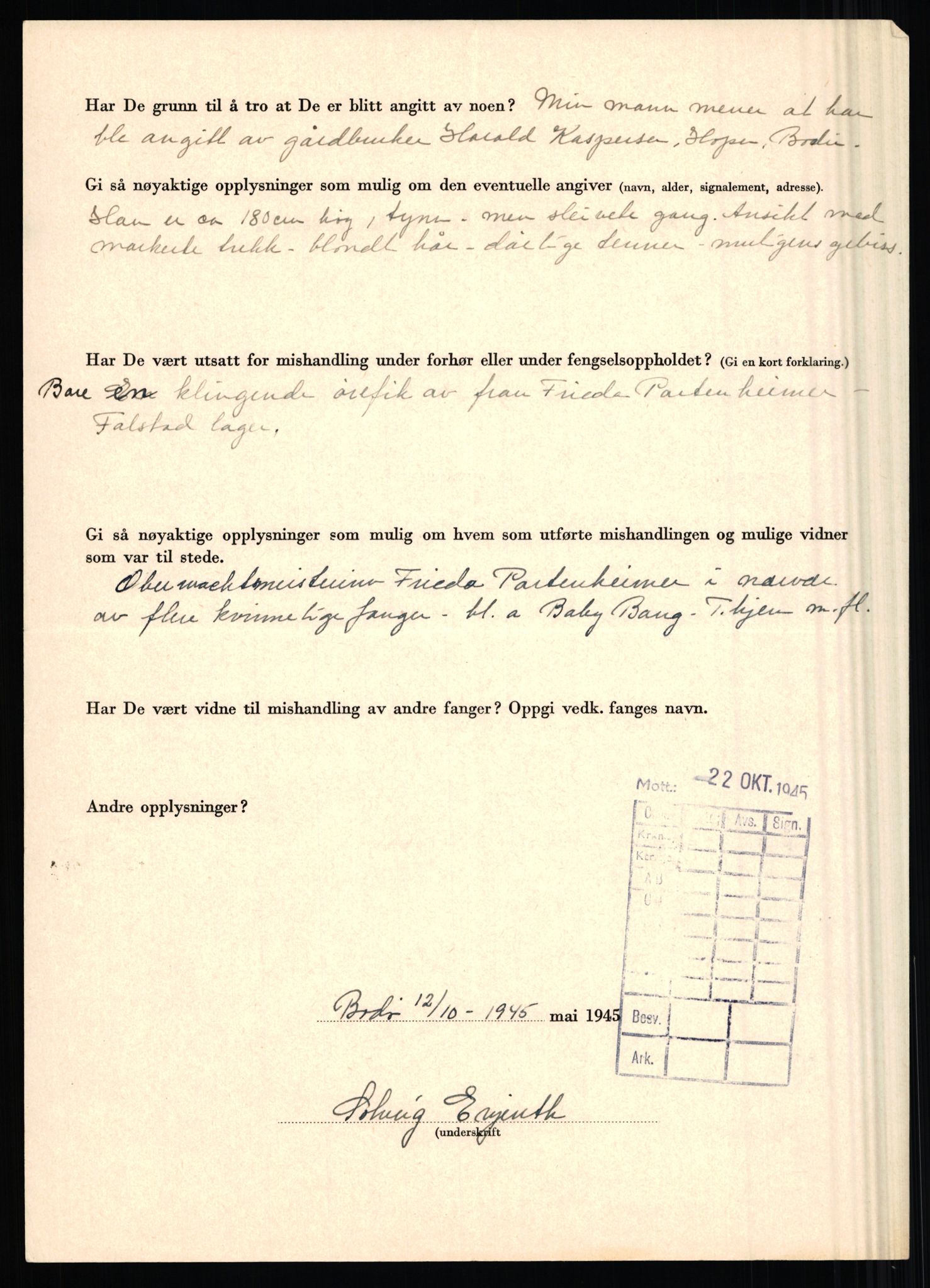 Rikspolitisjefen, AV/RA-S-1560/L/L0004: Eriksen, Alf - Geving, Øivind, 1940-1945, s. 302