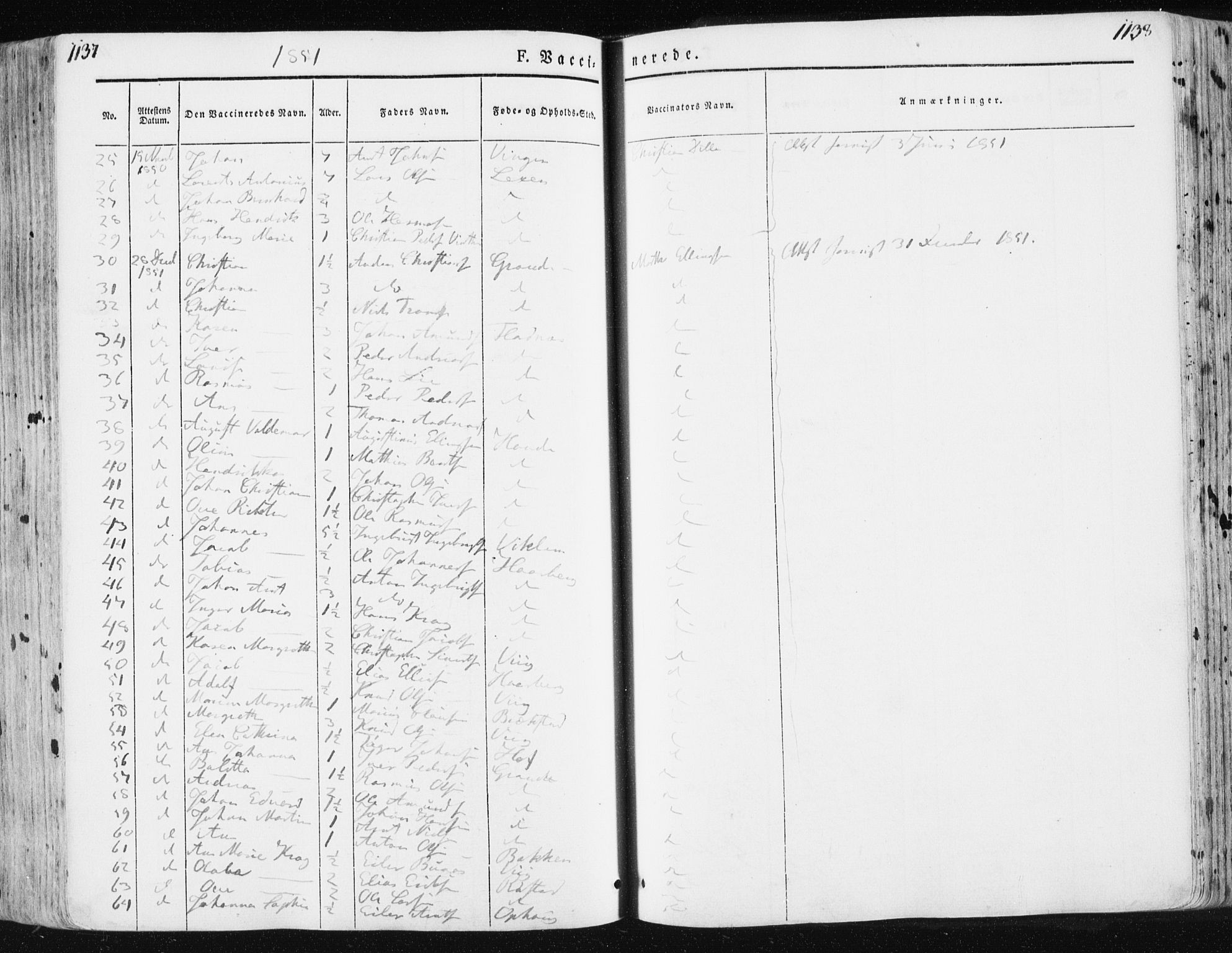 Ministerialprotokoller, klokkerbøker og fødselsregistre - Sør-Trøndelag, AV/SAT-A-1456/659/L0736: Ministerialbok nr. 659A06, 1842-1856, s. 1137-1138