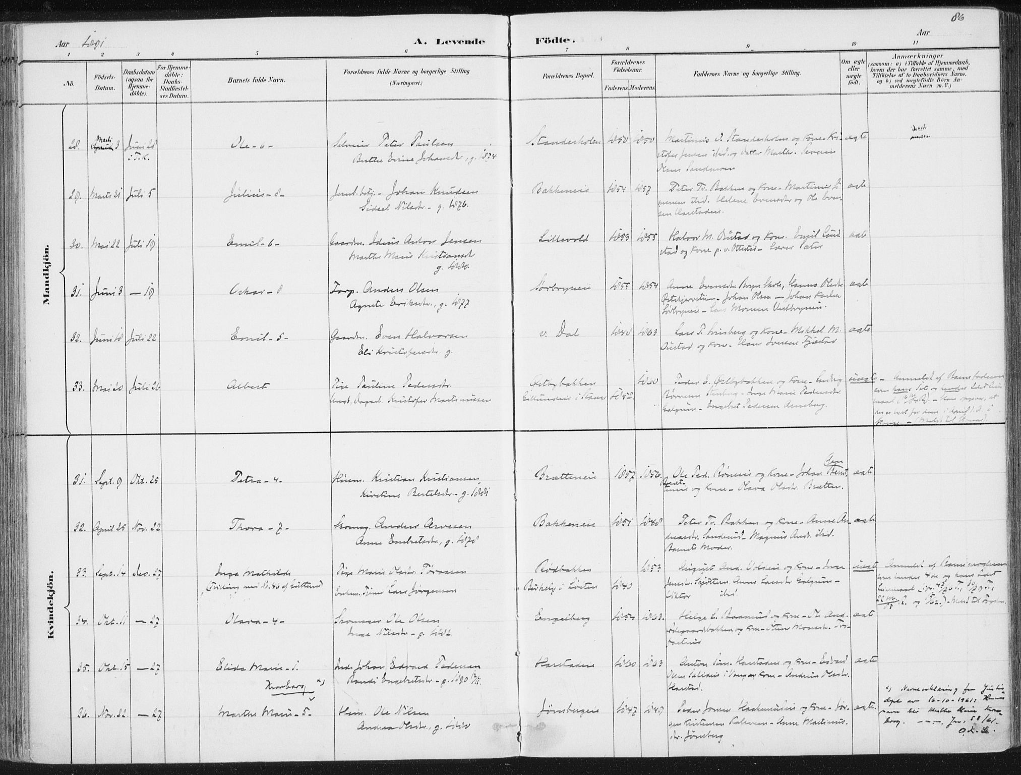 Romedal prestekontor, SAH/PREST-004/K/L0010: Ministerialbok nr. 10, 1880-1895, s. 86