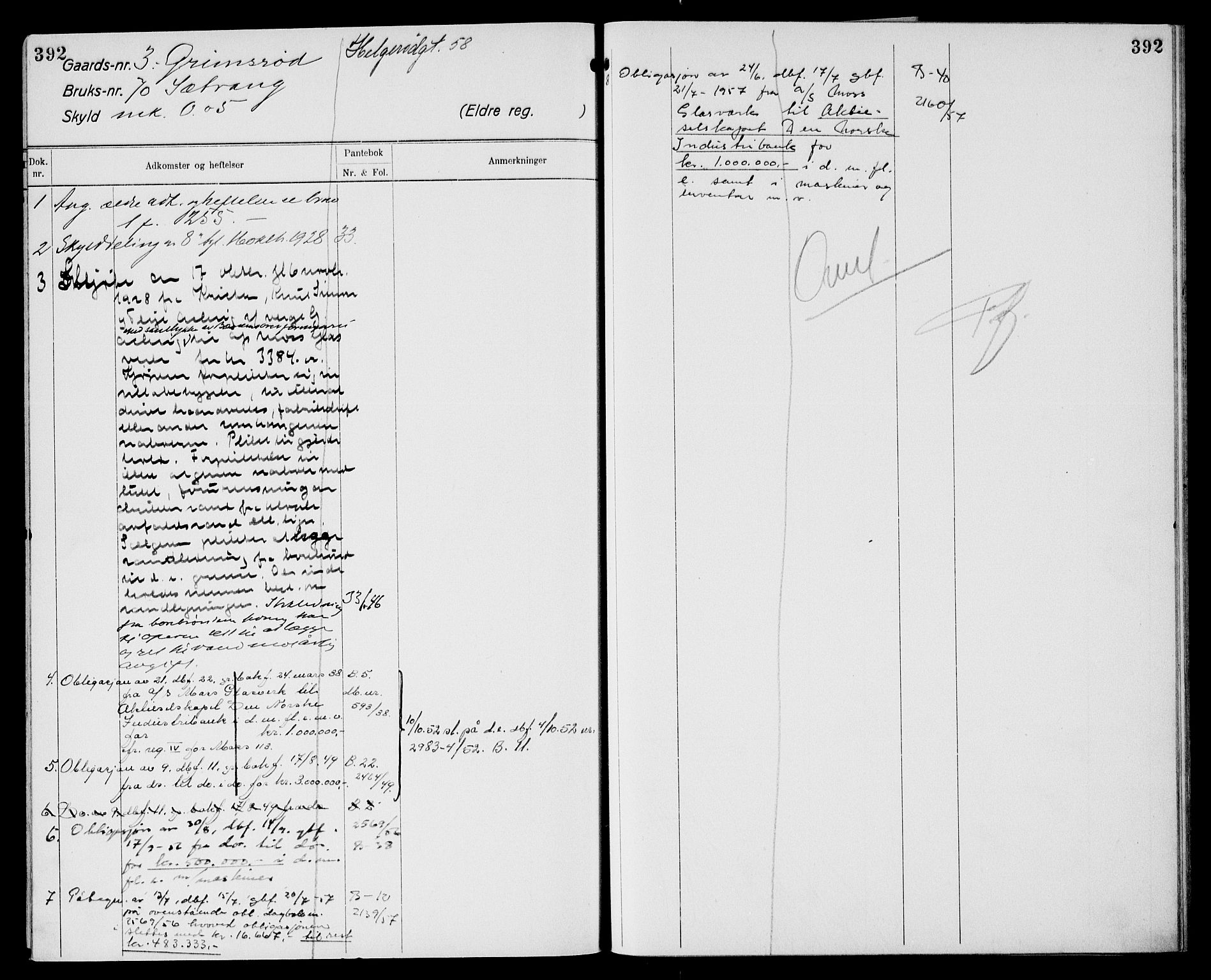 Moss sorenskriveri, AV/SAO-A-10168: Panteregister nr. XI 2, 1836-1960, s. 392