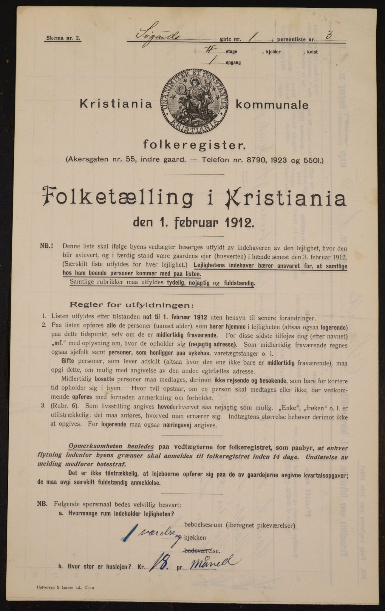 OBA, Kommunal folketelling 1.2.1912 for Kristiania, 1912, s. 95027