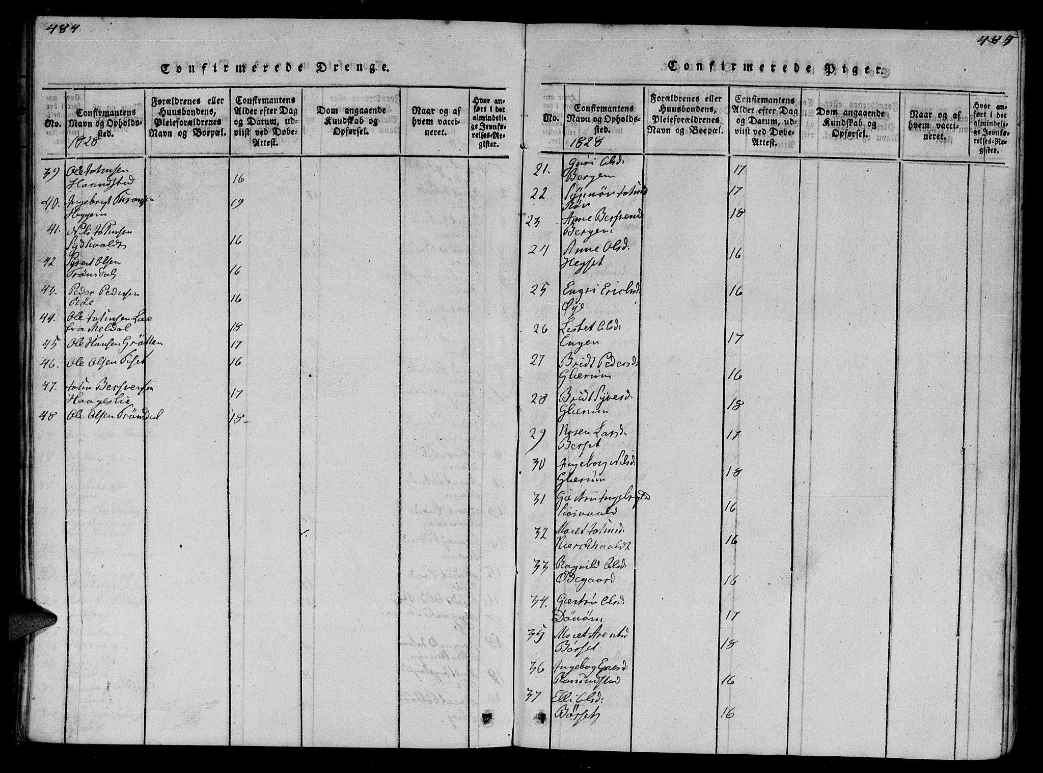 Ministerialprotokoller, klokkerbøker og fødselsregistre - Møre og Romsdal, AV/SAT-A-1454/595/L1050: Klokkerbok nr. 595C02, 1819-1834, s. 484-485
