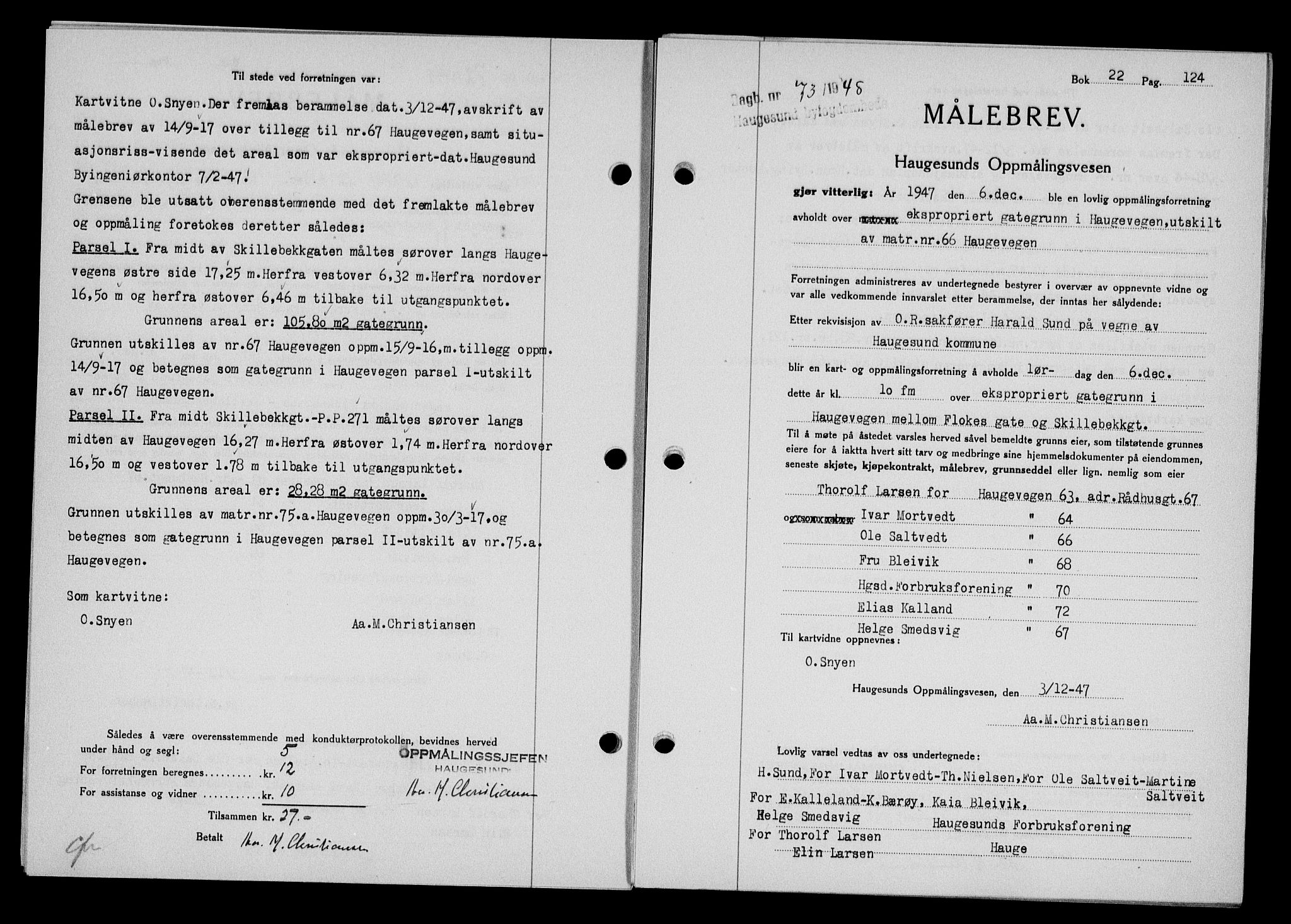 Haugesund tingrett, SAST/A-101415/01/II/IIC/L0063: Pantebok nr. A 4, 1946-1948, Dagboknr: 73/1948