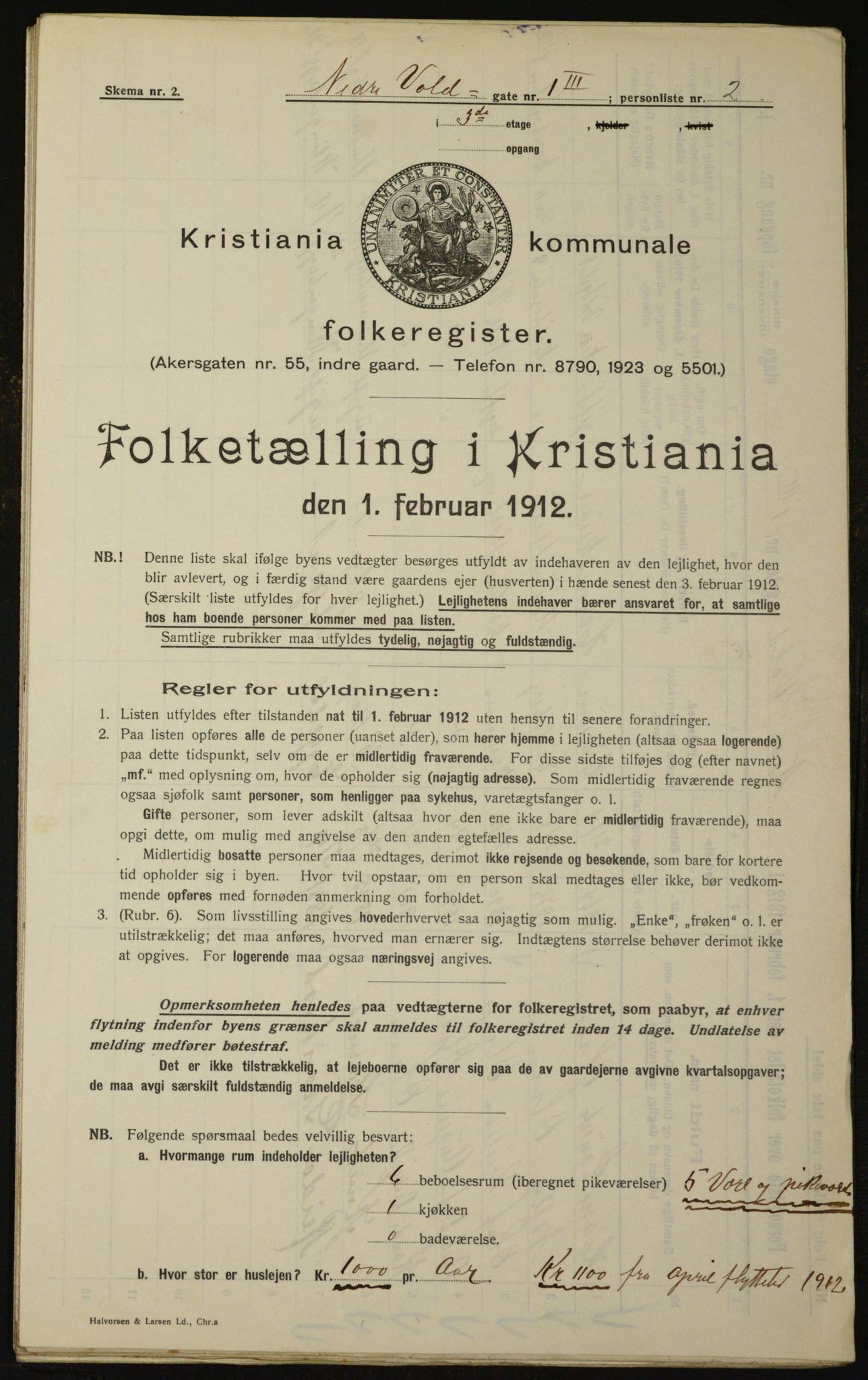 OBA, Kommunal folketelling 1.2.1912 for Kristiania, 1912, s. 70126