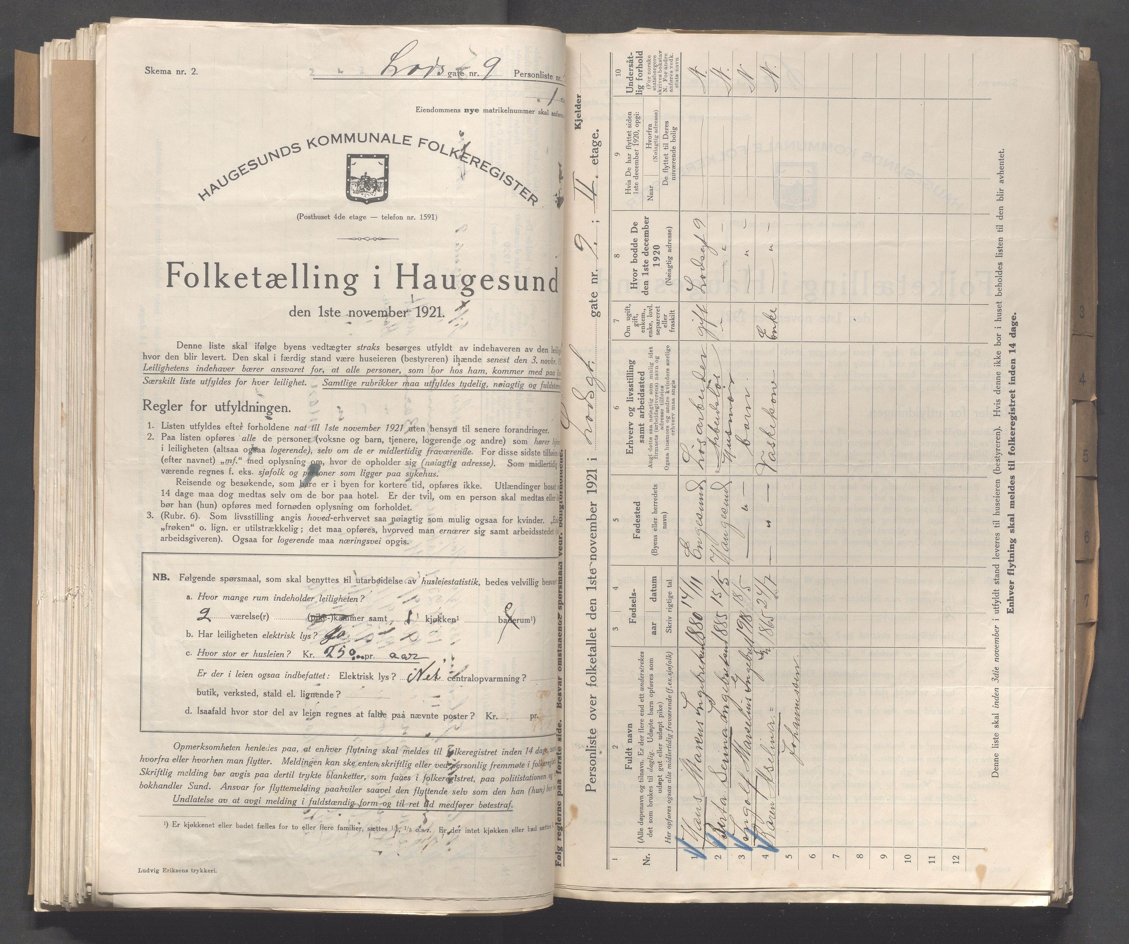 IKAR, Kommunal folketelling 1.11.1921 for Haugesund, 1921, s. 6380