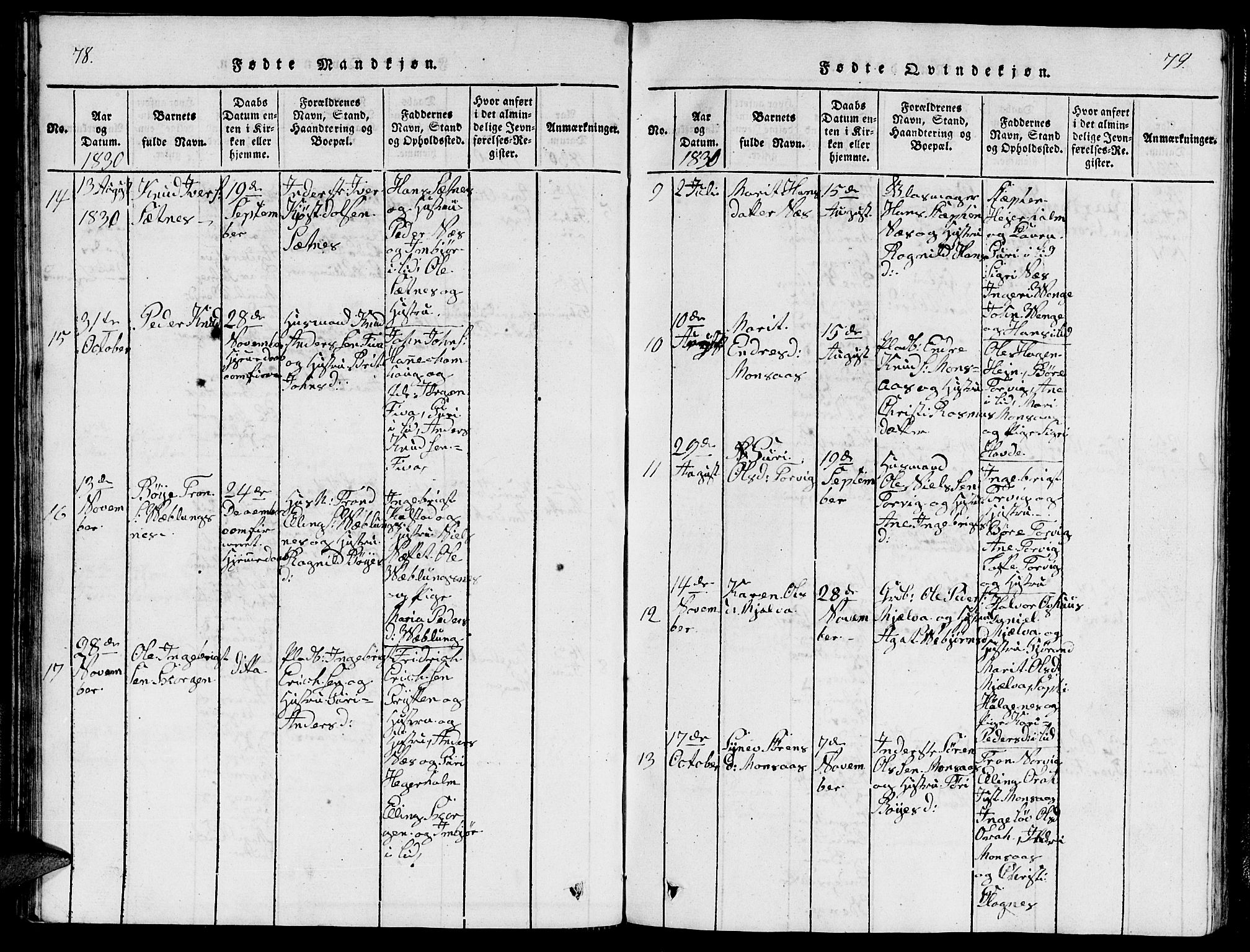 Ministerialprotokoller, klokkerbøker og fødselsregistre - Møre og Romsdal, AV/SAT-A-1454/544/L0579: Klokkerbok nr. 544C01, 1818-1836, s. 78-79