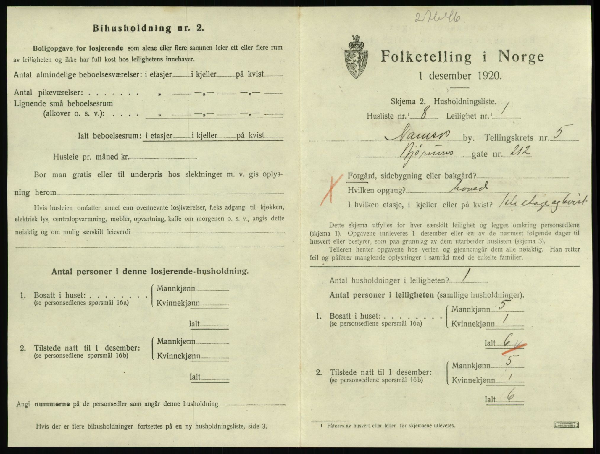 SAT, Folketelling 1920 for 1703 Namsos ladested, 1920, s. 1627