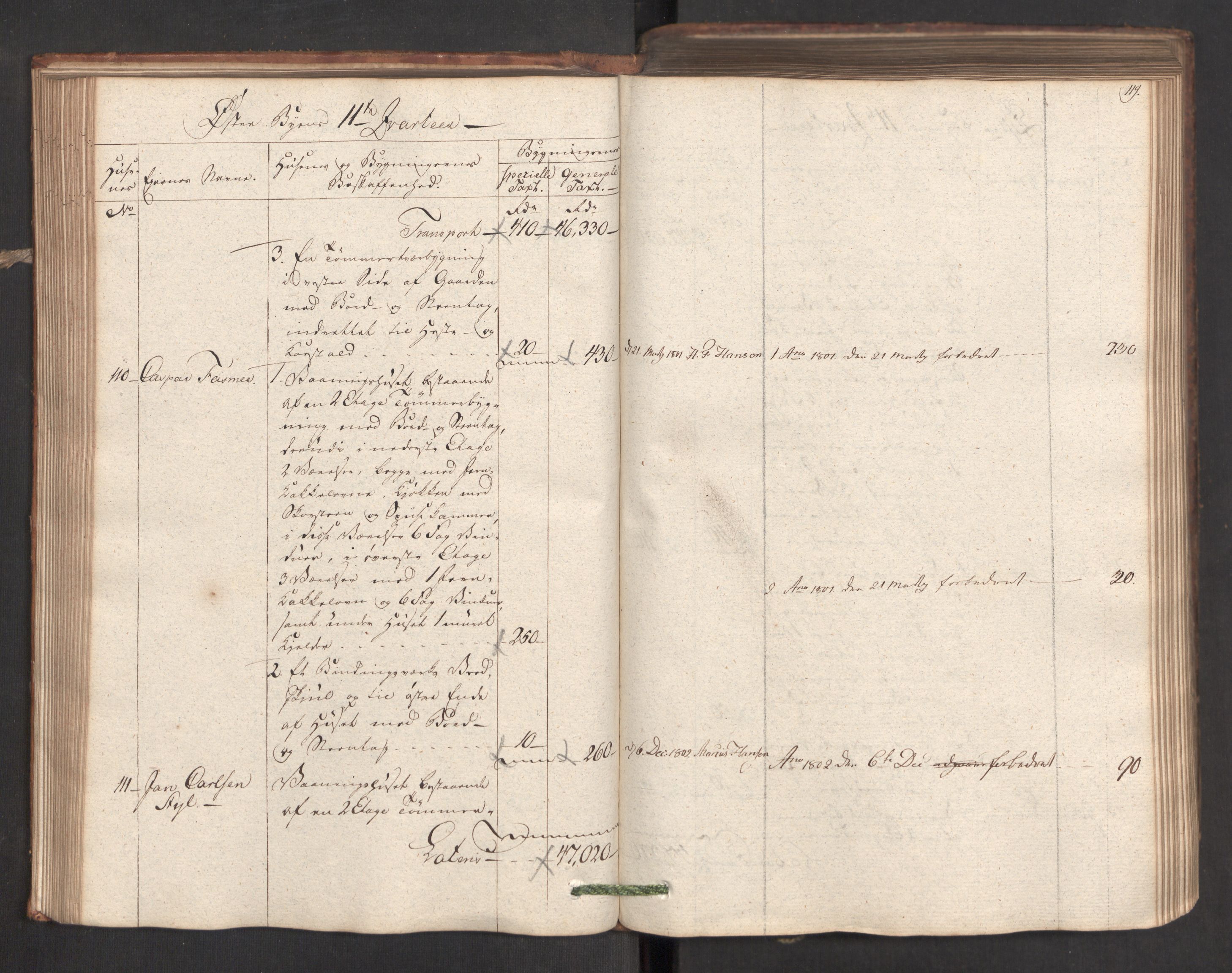Kommersekollegiet, Brannforsikringskontoret 1767-1814, AV/RA-EA-5458/F/Fa/L0019/0001: Kristiansand / Branntakstprotokoll, 1797, s. 119