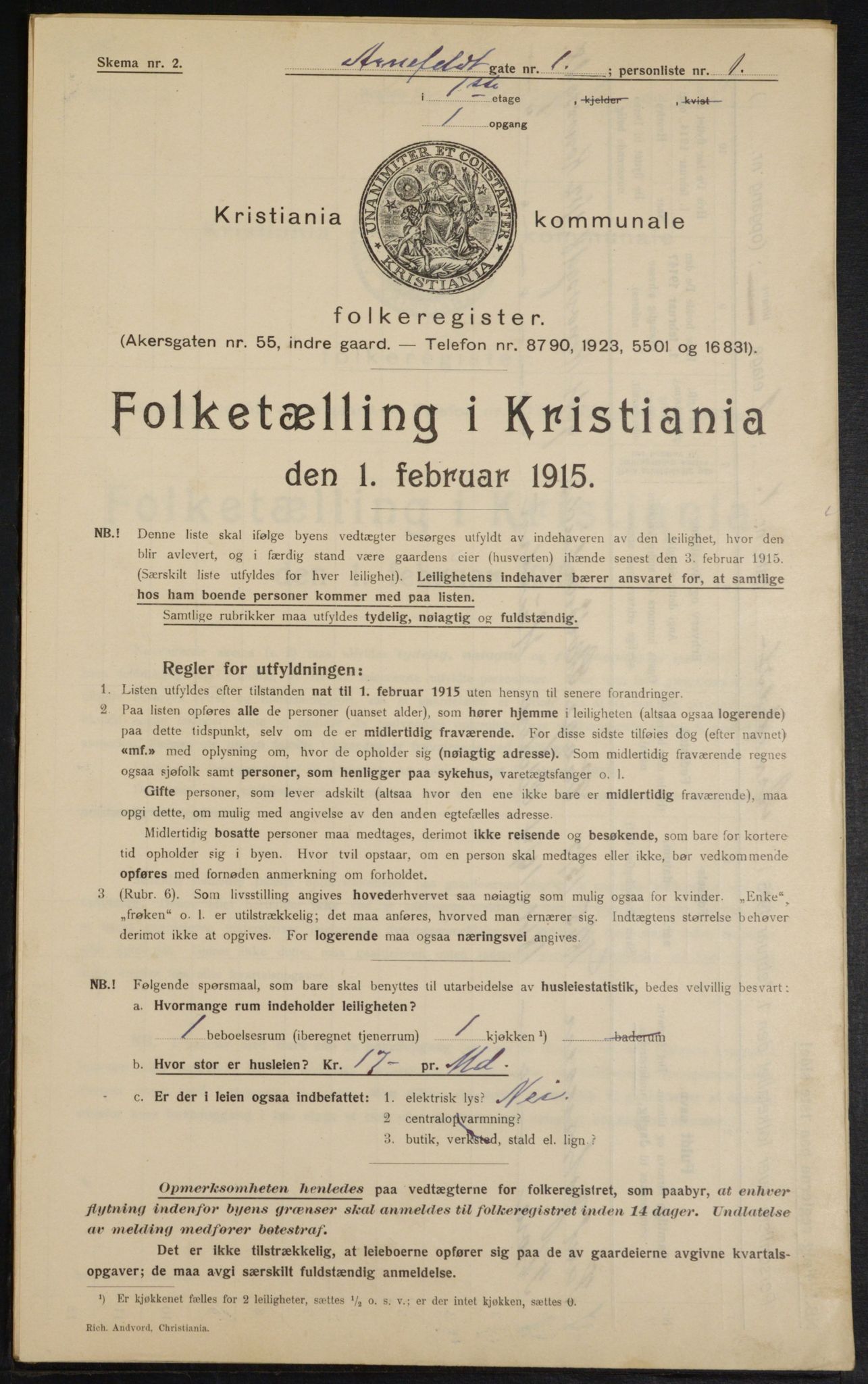 OBA, Kommunal folketelling 1.2.1915 for Kristiania, 1915, s. 990