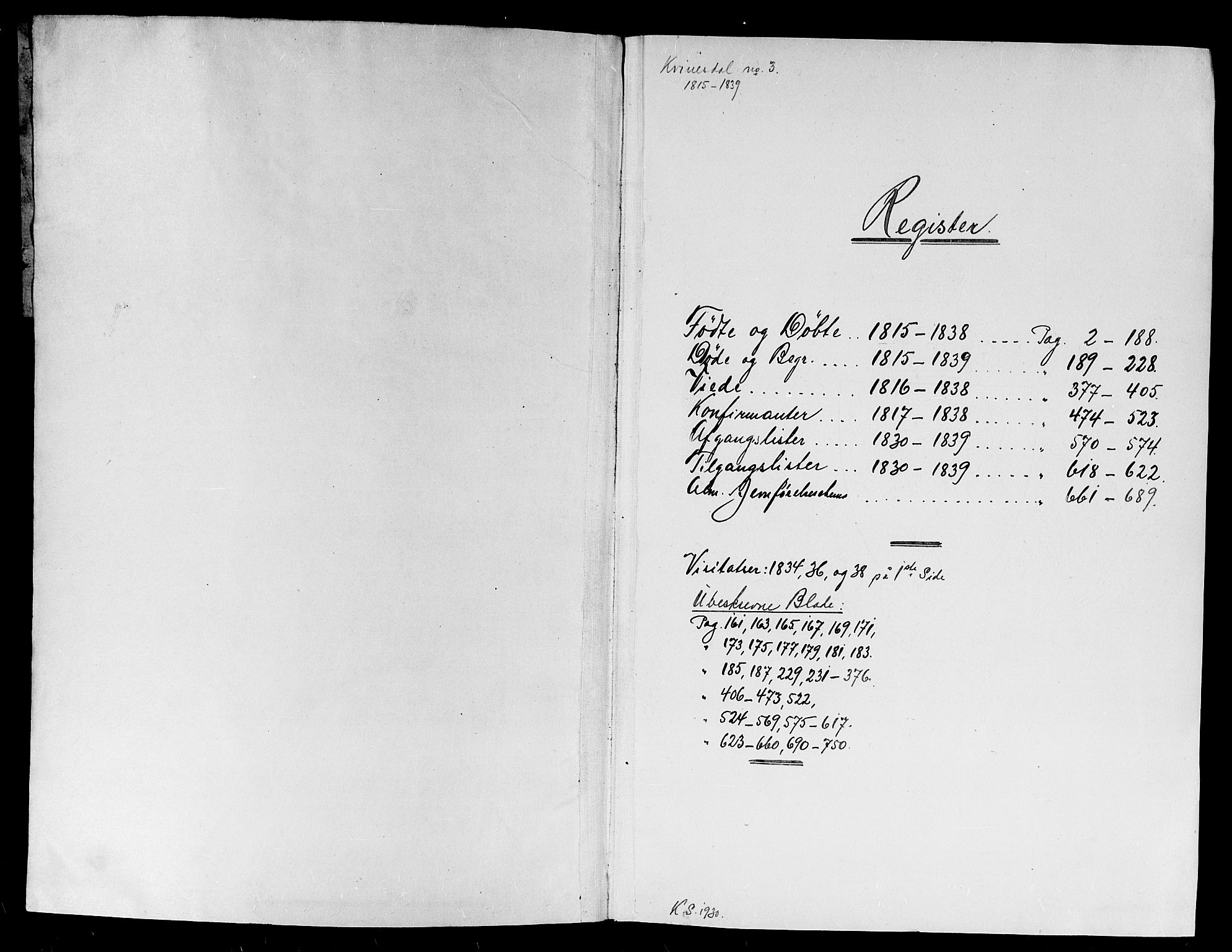 Kvinesdal sokneprestkontor, SAK/1111-0026/F/Fb/Fba/L0001: Klokkerbok nr. B 1, 1815-1839