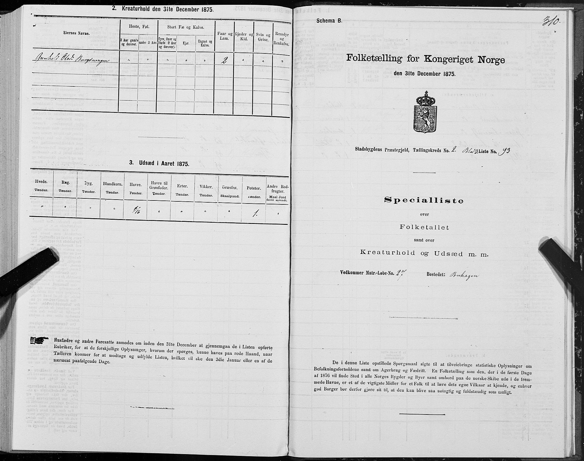 SAT, Folketelling 1875 for 1625P Stadsbygd prestegjeld, 1875, s. 1310