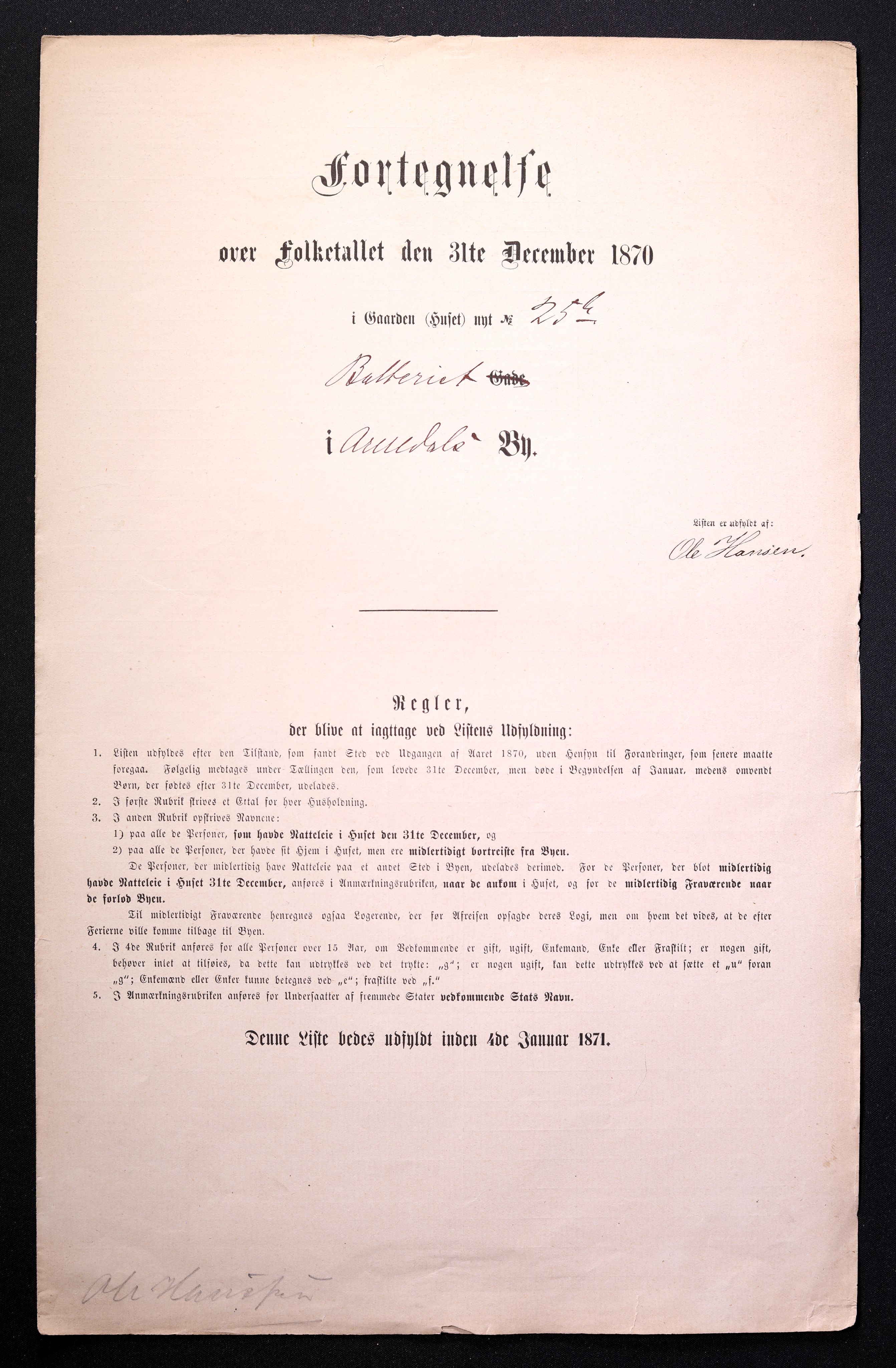 RA, Folketelling 1870 for 0903 Arendal kjøpstad, 1870, s. 50