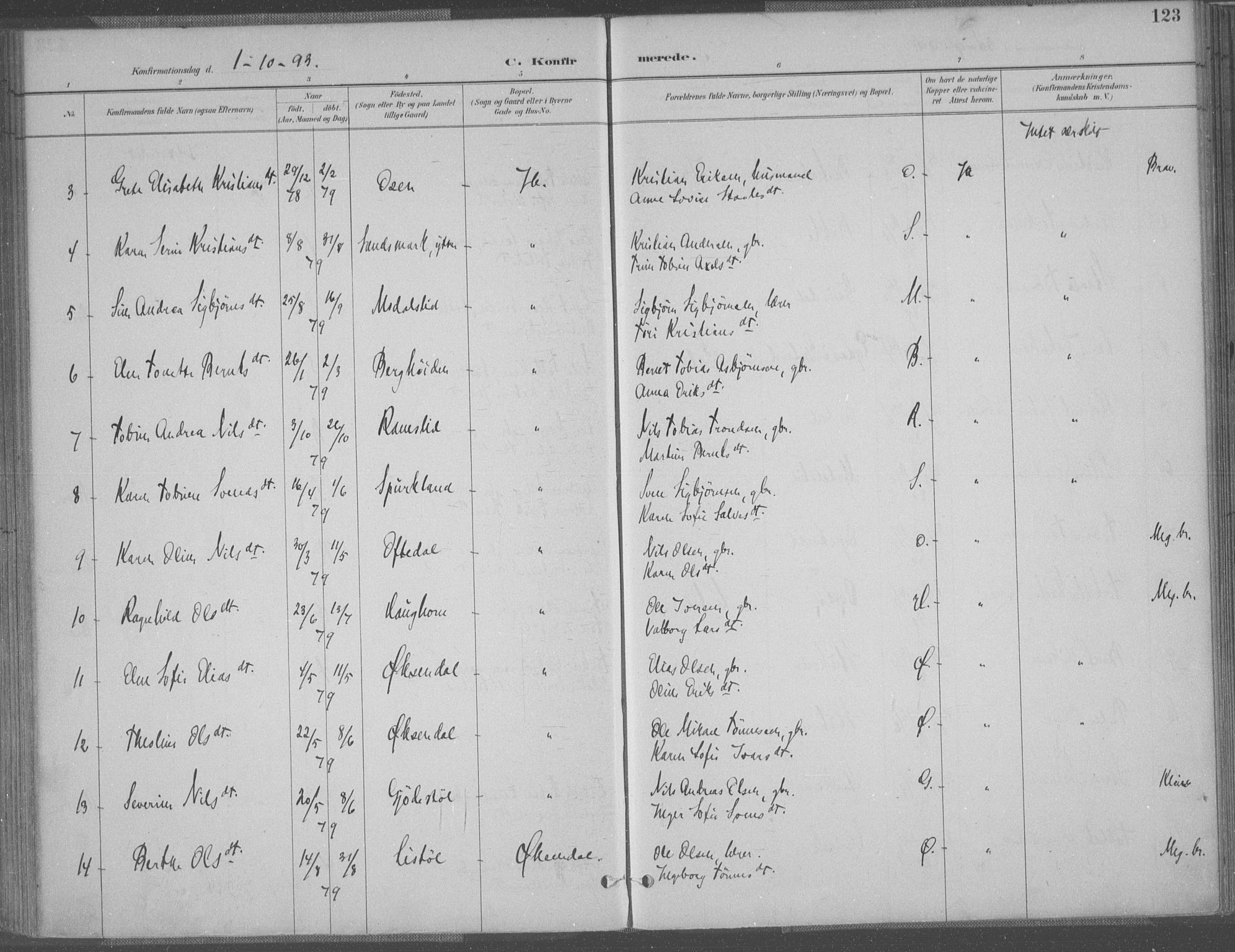 Bakke sokneprestkontor, AV/SAK-1111-0002/F/Fa/Faa/L0008: Ministerialbok nr. A 8, 1887-1911, s. 123