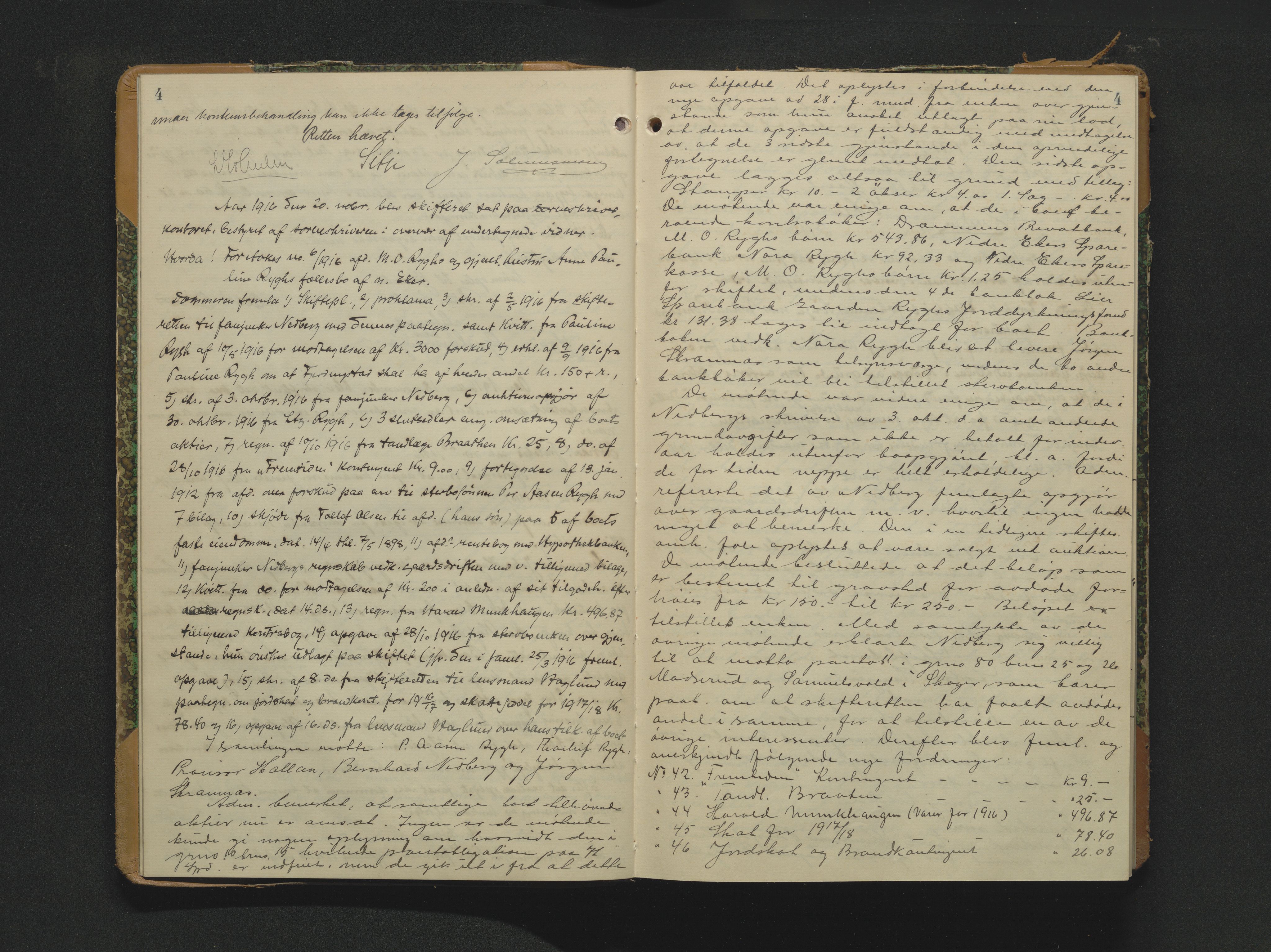 Eiker, Modum og Sigdal sorenskriveri, AV/SAKO-A-123/H/Hb/Hbb/Hbbb/L0011: Registrerings- og forhandlingsprotokoll, 1916-1922, s. 4