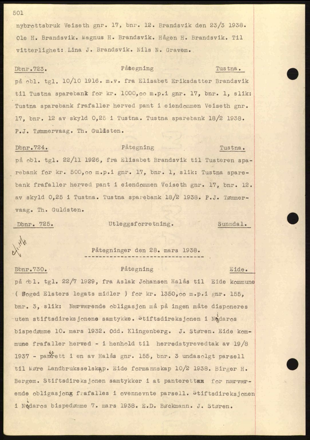 Nordmøre sorenskriveri, SAT/A-4132/1/2/2Ca: Pantebok nr. C80, 1936-1939, Dagboknr: 723/1938
