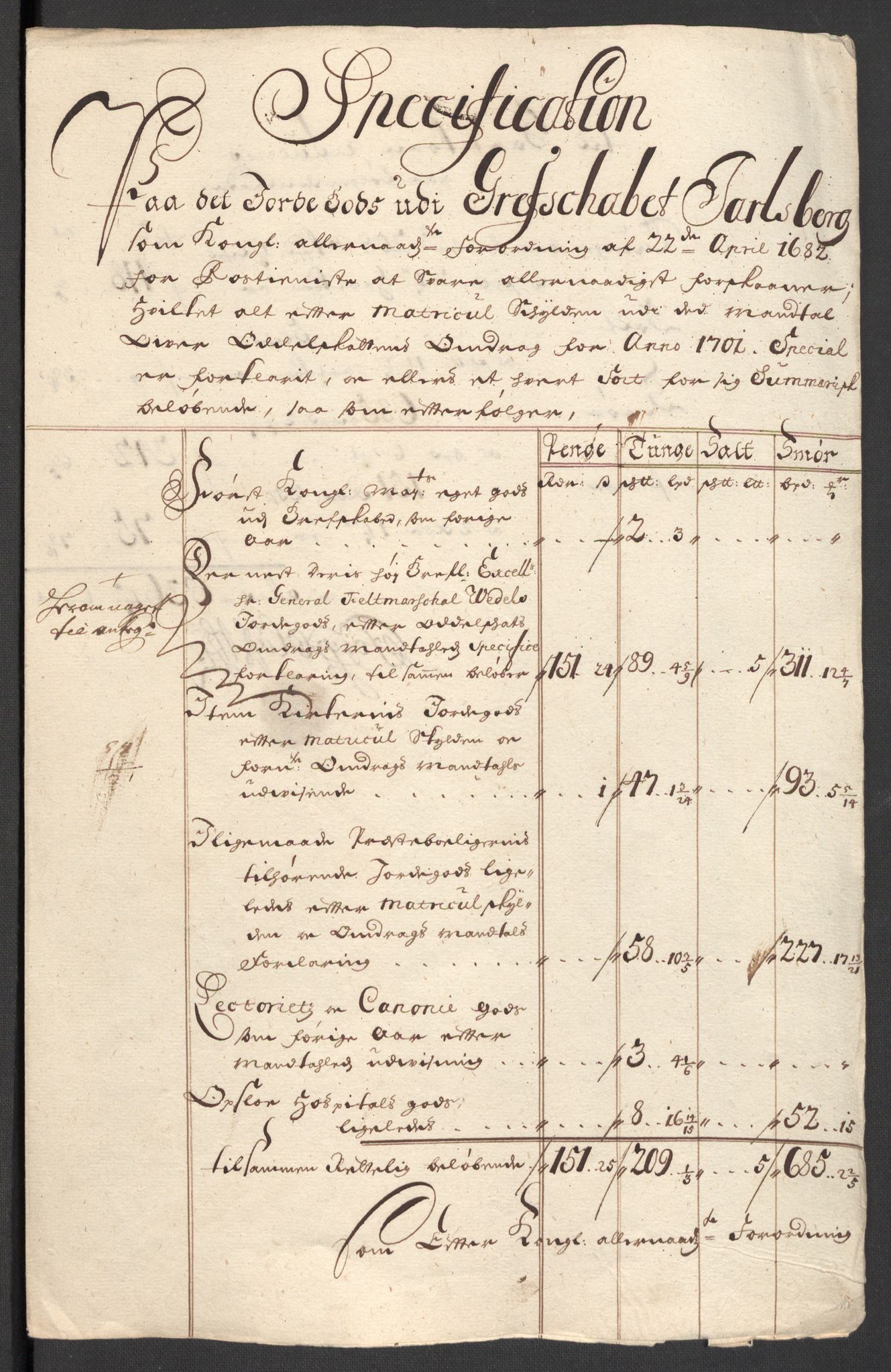 Rentekammeret inntil 1814, Reviderte regnskaper, Fogderegnskap, RA/EA-4092/R32/L1869: Fogderegnskap Jarlsberg grevskap, 1700-1701, s. 282