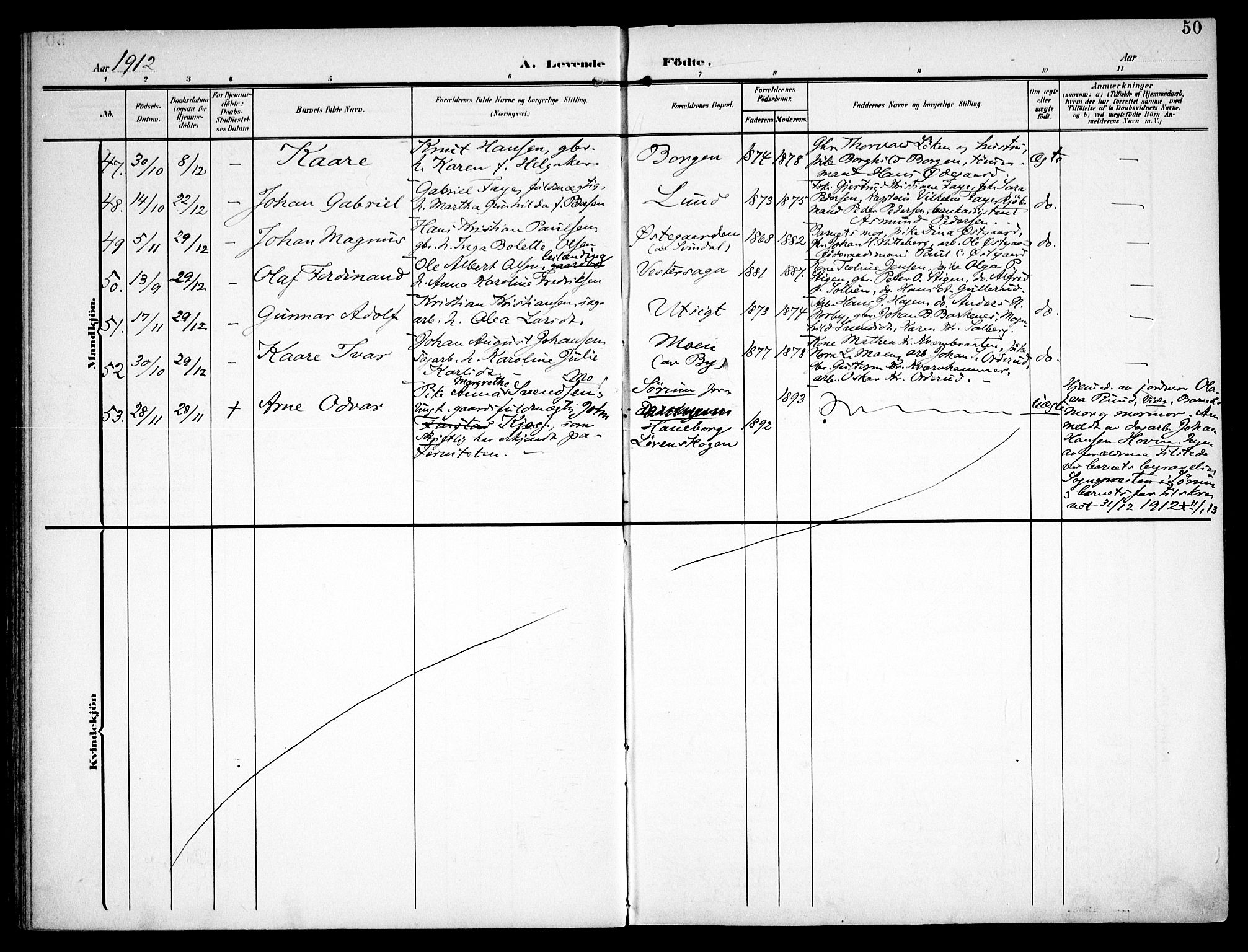 Fet prestekontor Kirkebøker, SAO/A-10370a/F/Fa/L0016: Ministerialbok nr. I 16, 1905-1914, s. 50