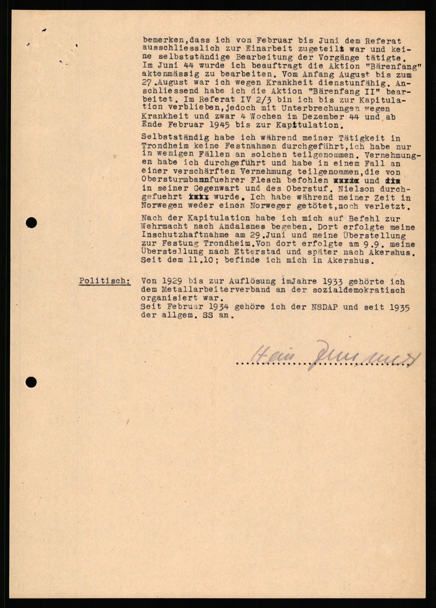 Forsvaret, Forsvarets overkommando II, AV/RA-RAFA-3915/D/Db/L0037: CI Questionaires. Tyske okkupasjonsstyrker i Norge. Tyskere., 1945-1946, s. 368