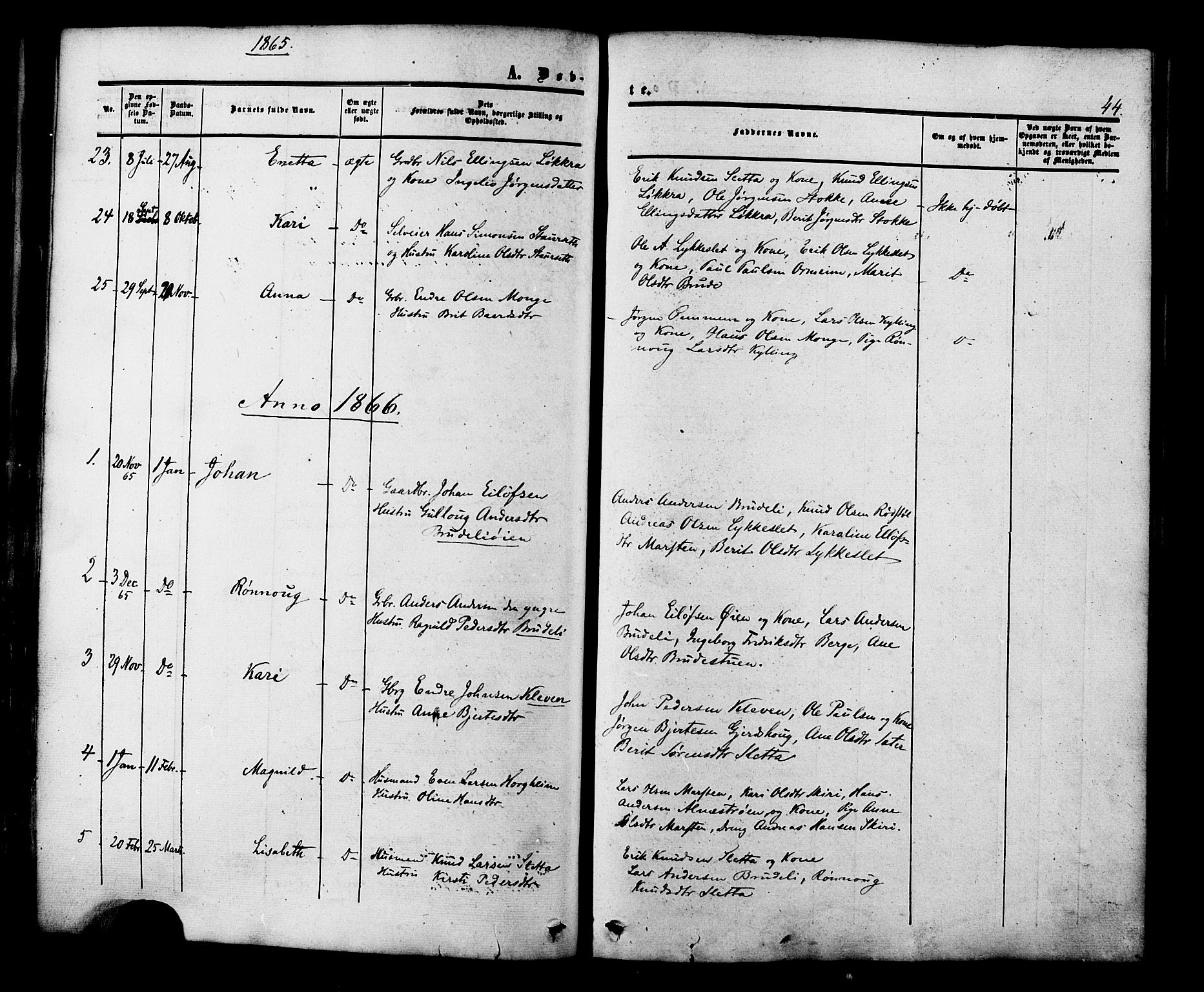 Ministerialprotokoller, klokkerbøker og fødselsregistre - Møre og Romsdal, AV/SAT-A-1454/546/L0594: Ministerialbok nr. 546A02, 1854-1882, s. 44