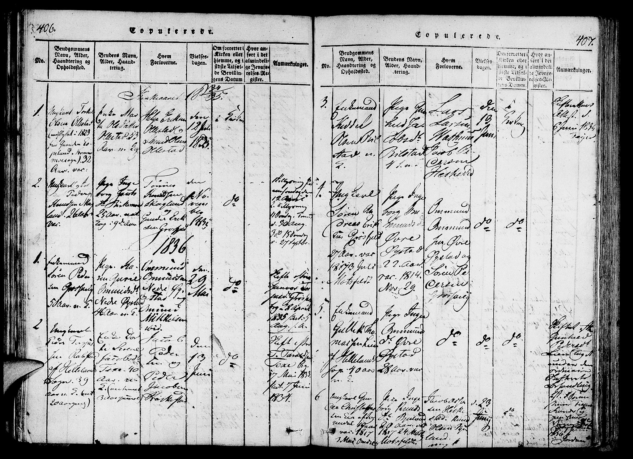 Lund sokneprestkontor, AV/SAST-A-101809/S06/L0006: Ministerialbok nr. A 6, 1816-1839, s. 406-407