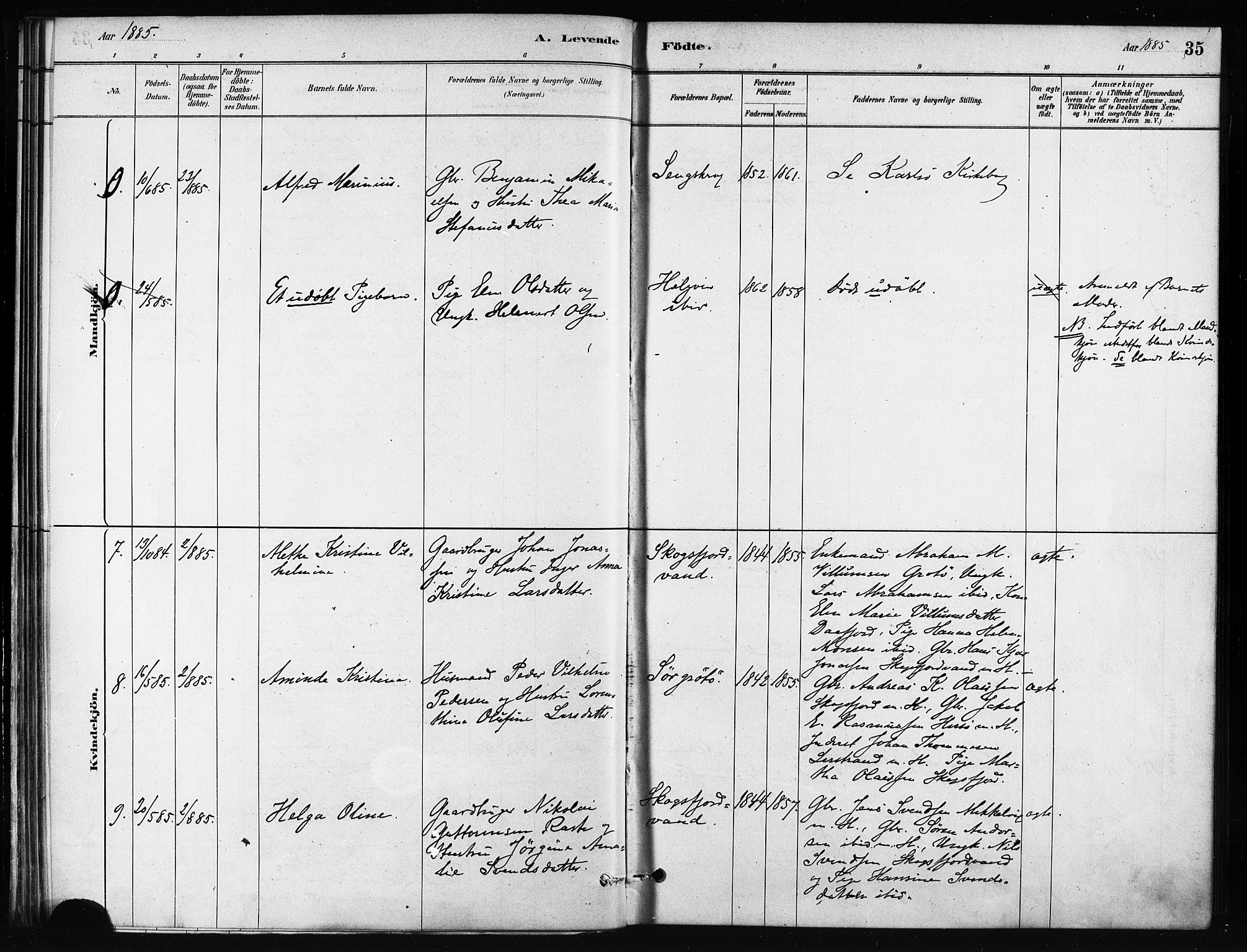 Karlsøy sokneprestembete, AV/SATØ-S-1299/H/Ha/Haa/L0011kirke: Ministerialbok nr. 11, 1879-1892, s. 35
