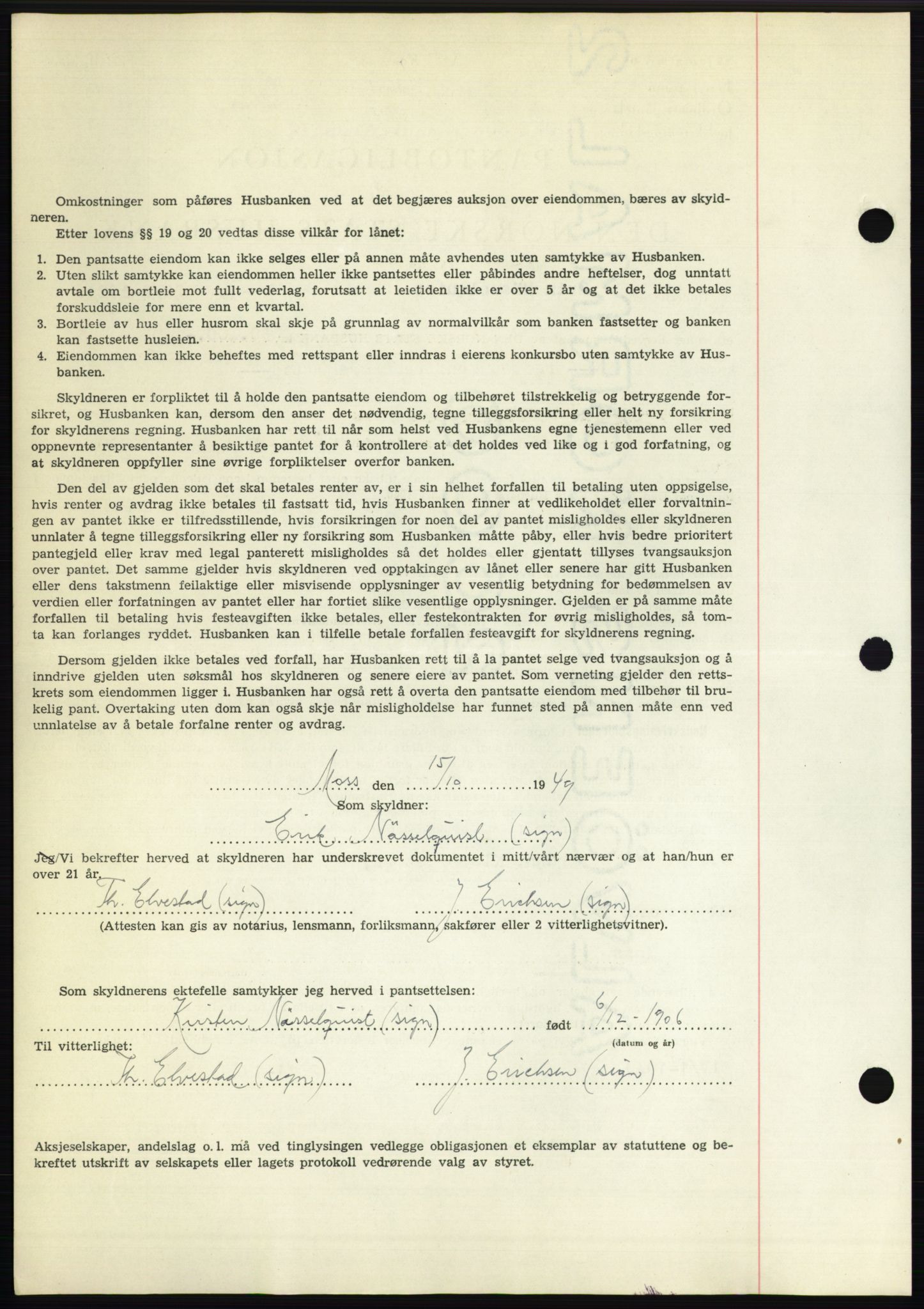 Moss sorenskriveri, SAO/A-10168: Pantebok nr. B23, 1949-1950, Dagboknr: 3196/1949