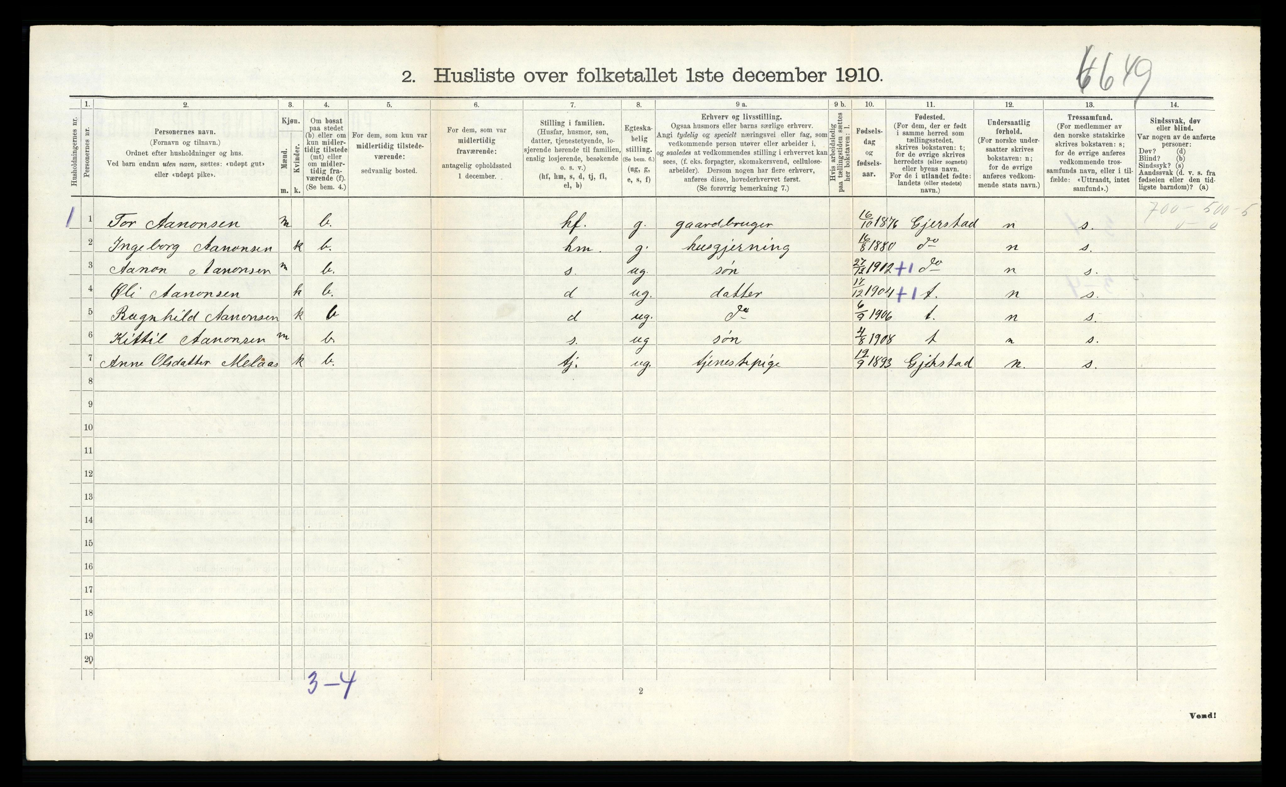 RA, Folketelling 1910 for 0913 Søndeled herred, 1910, s. 379