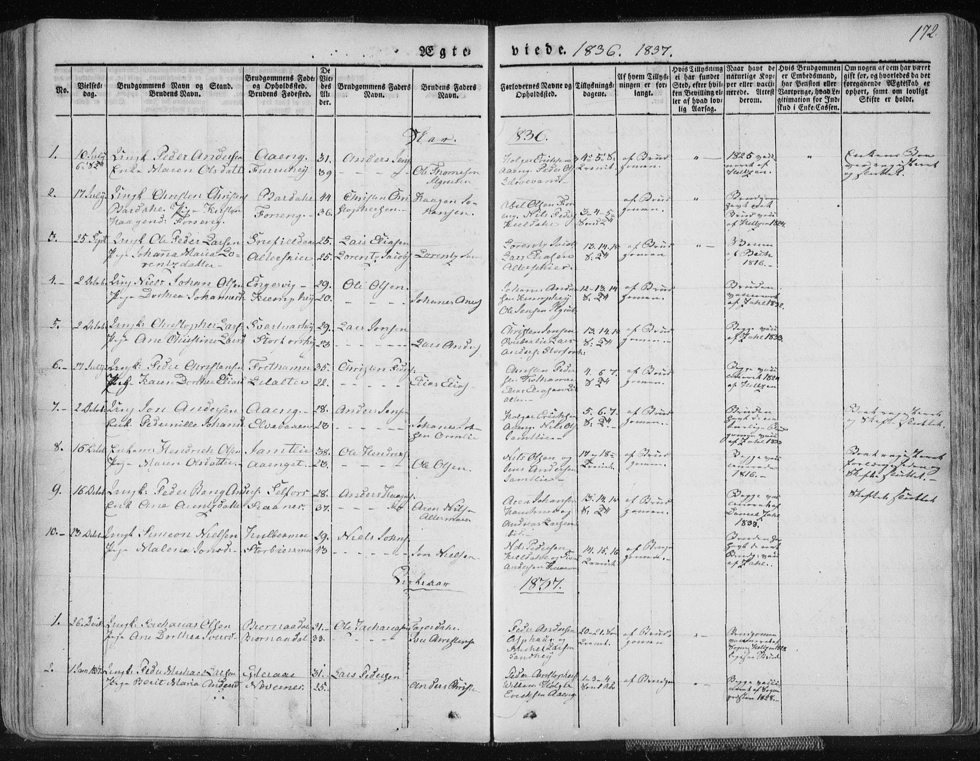 Ministerialprotokoller, klokkerbøker og fødselsregistre - Nordland, AV/SAT-A-1459/827/L0390: Ministerialbok nr. 827A02, 1826-1841, s. 172