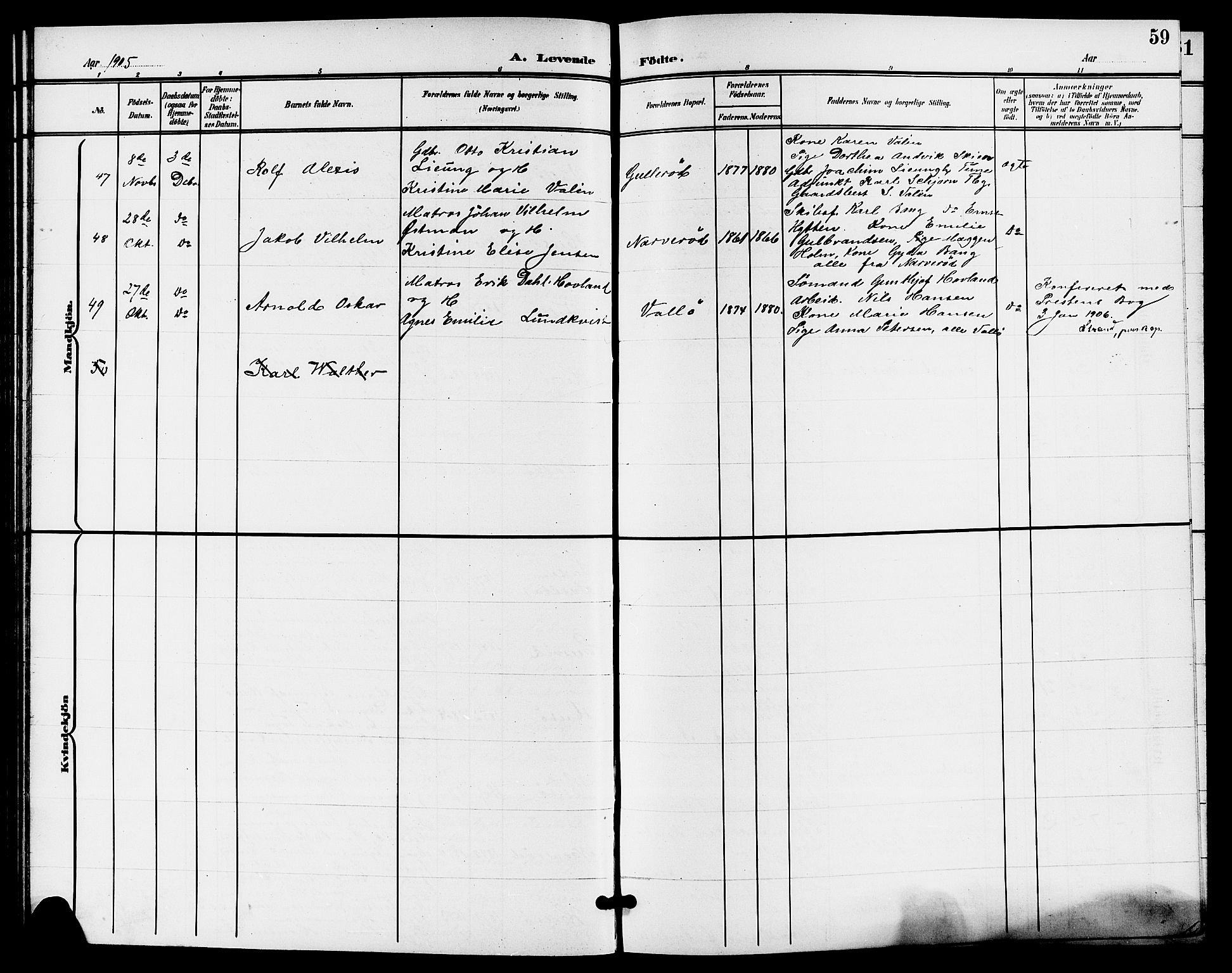 Sem kirkebøker, AV/SAKO-A-5/G/Gb/L0003: Klokkerbok nr. II 3, 1900-1913, s. 59