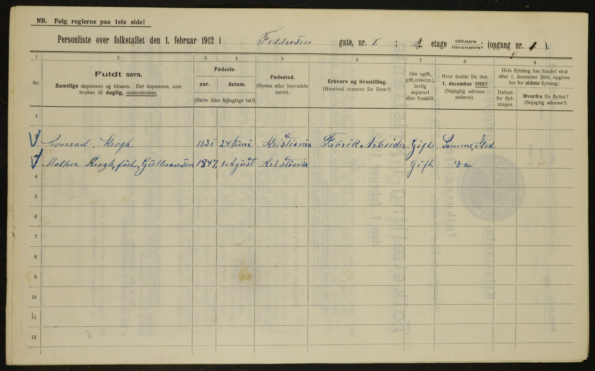 OBA, Kommunal folketelling 1.2.1912 for Kristiania, 1912, s. 23973