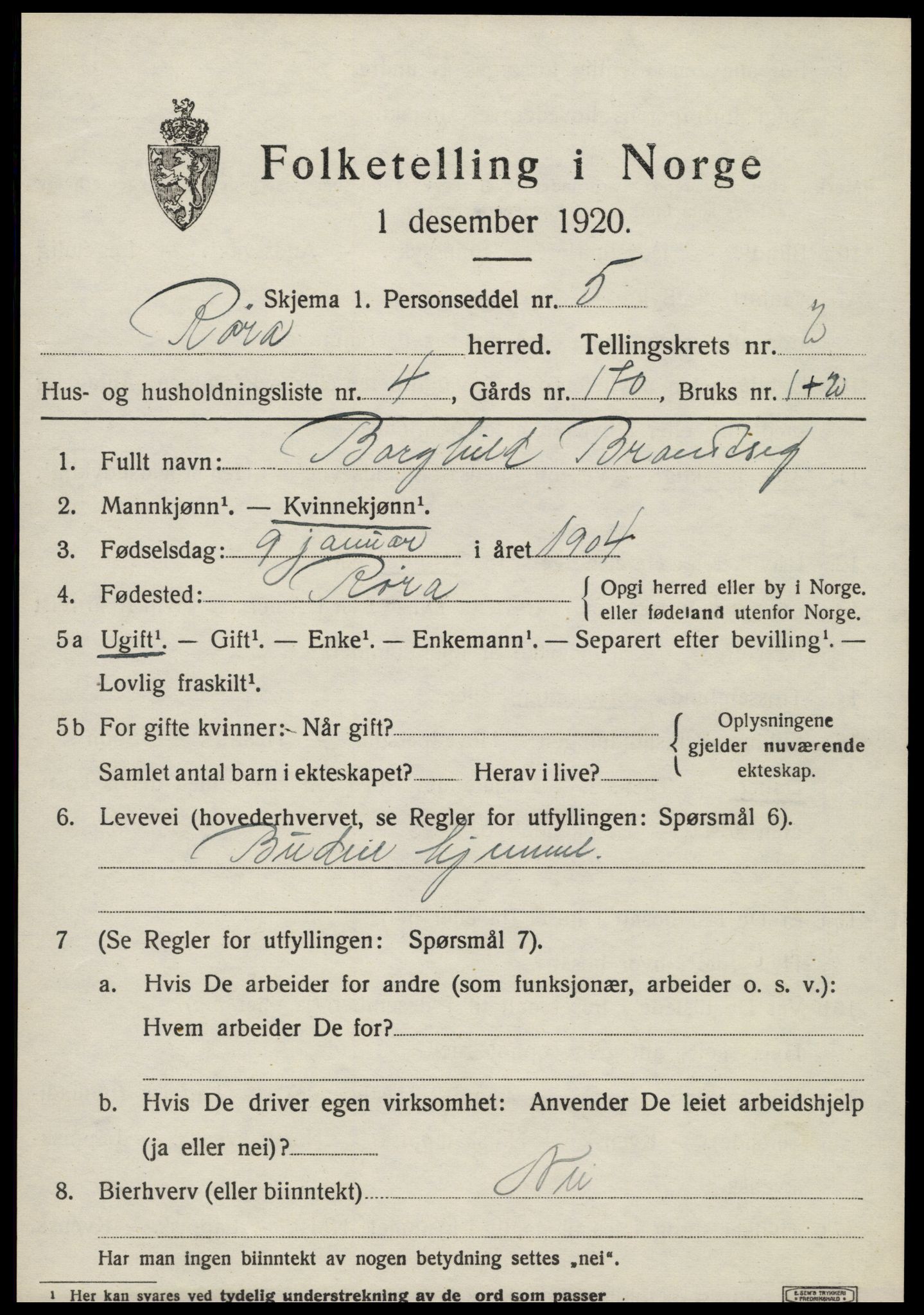 SAT, Folketelling 1920 for 1730 Røra herred, 1920, s. 1547