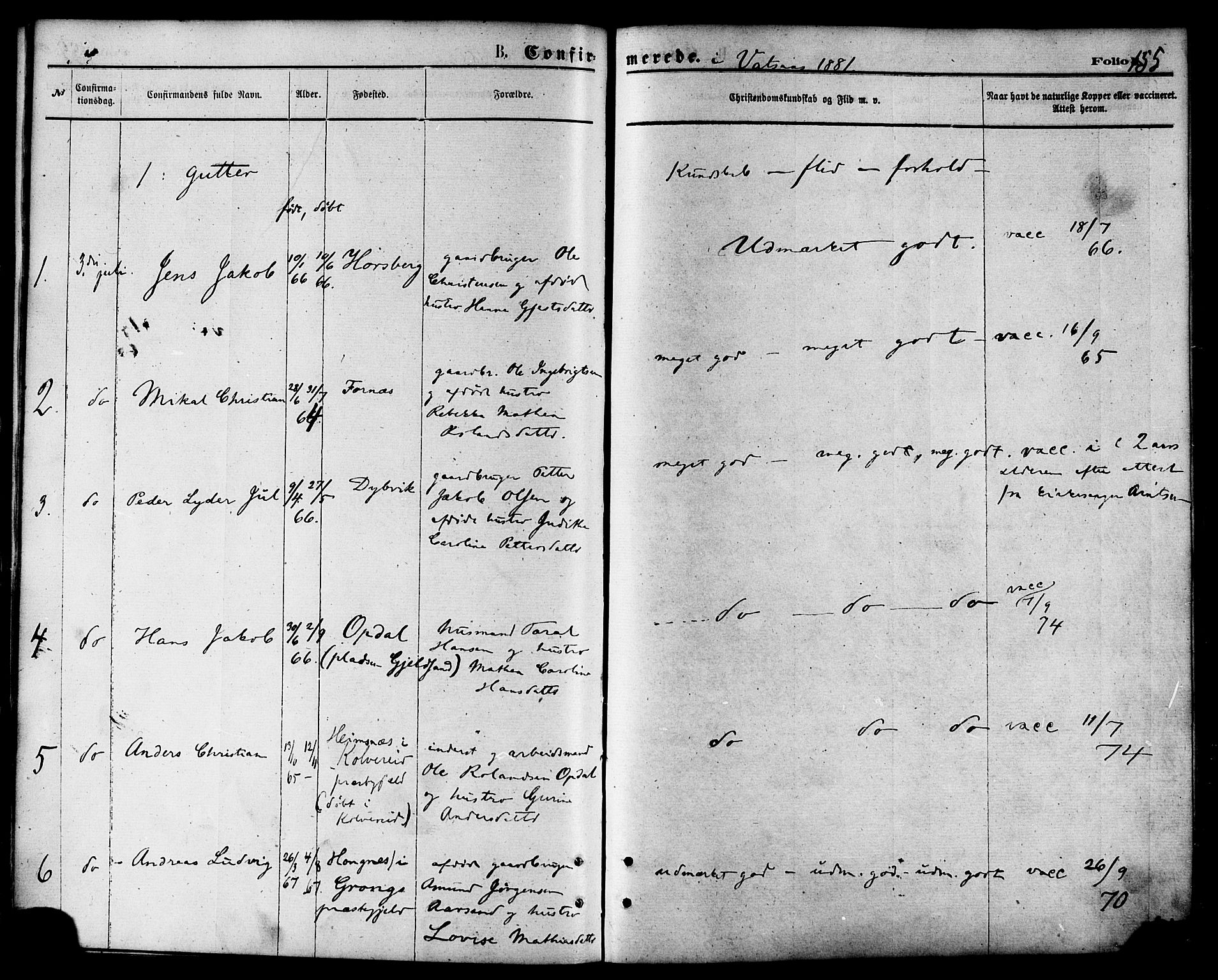 Ministerialprotokoller, klokkerbøker og fødselsregistre - Nordland, SAT/A-1459/810/L0148: Ministerialbok nr. 810A09 /1, 1874-1884, s. 155