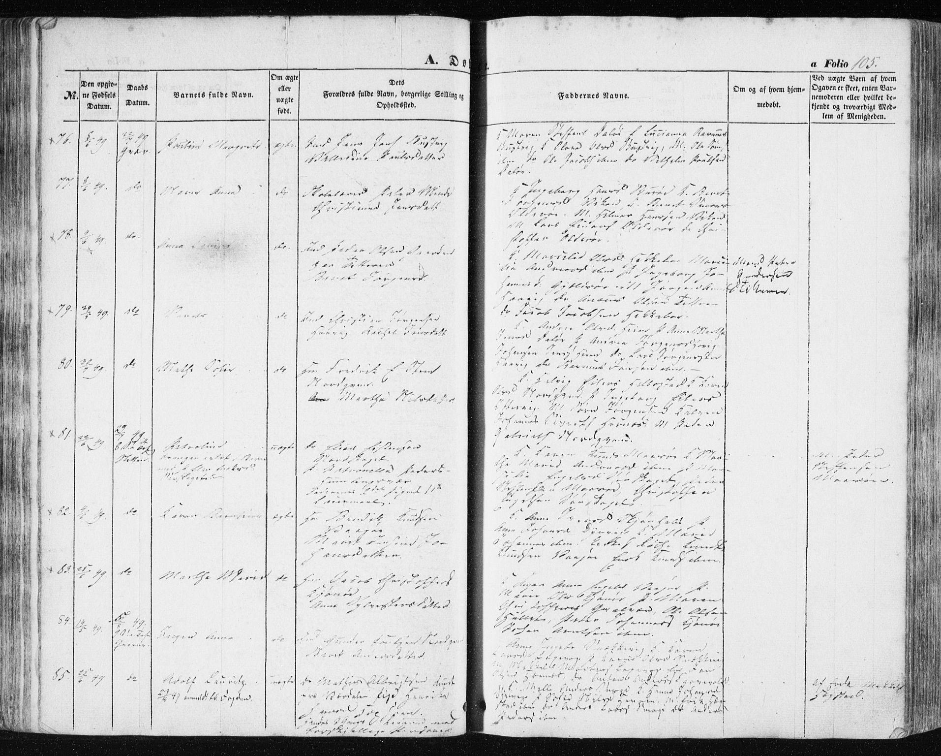 Ministerialprotokoller, klokkerbøker og fødselsregistre - Sør-Trøndelag, SAT/A-1456/634/L0529: Ministerialbok nr. 634A05, 1843-1851, s. 105