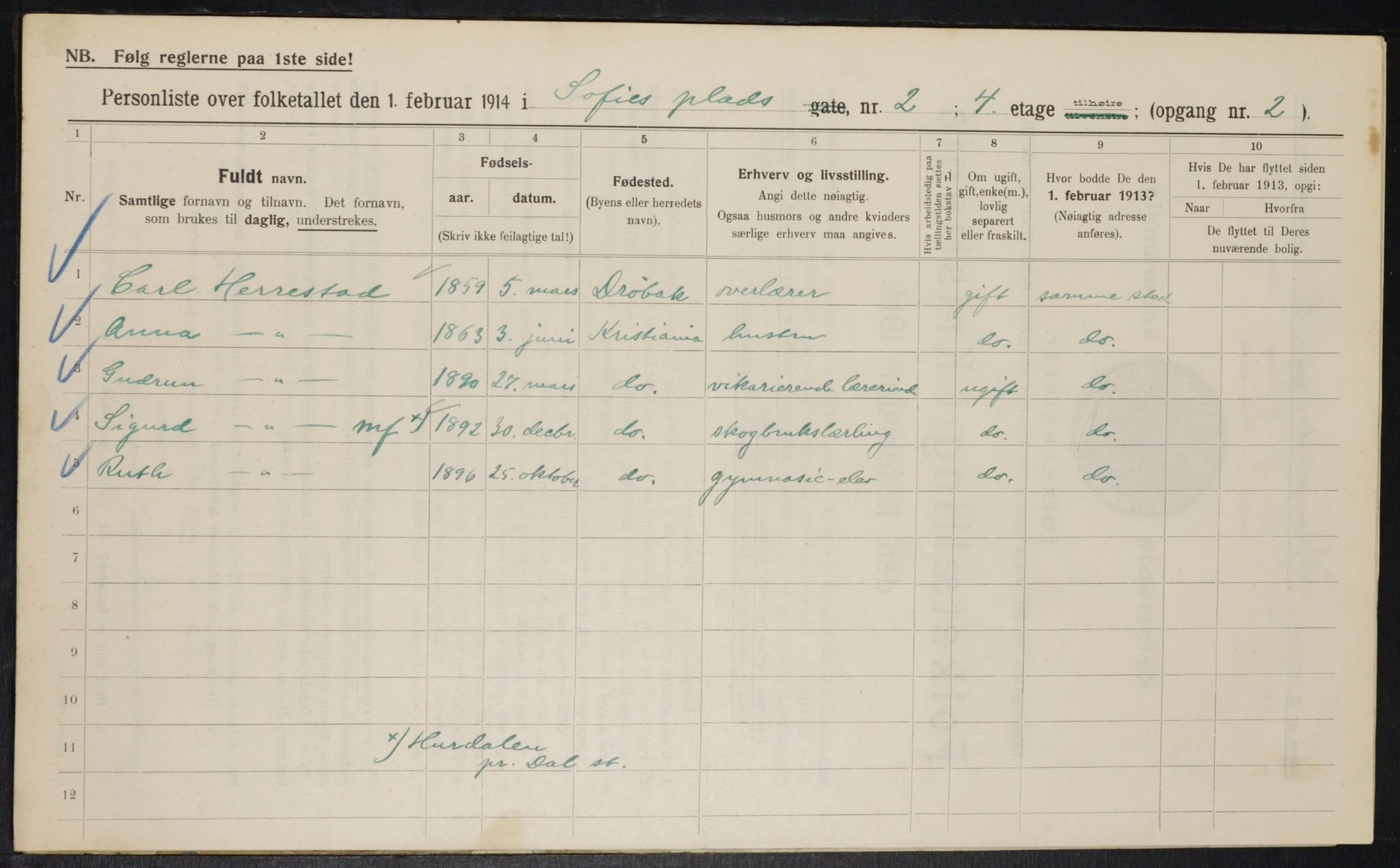 OBA, Kommunal folketelling 1.2.1914 for Kristiania, 1914, s. 99245