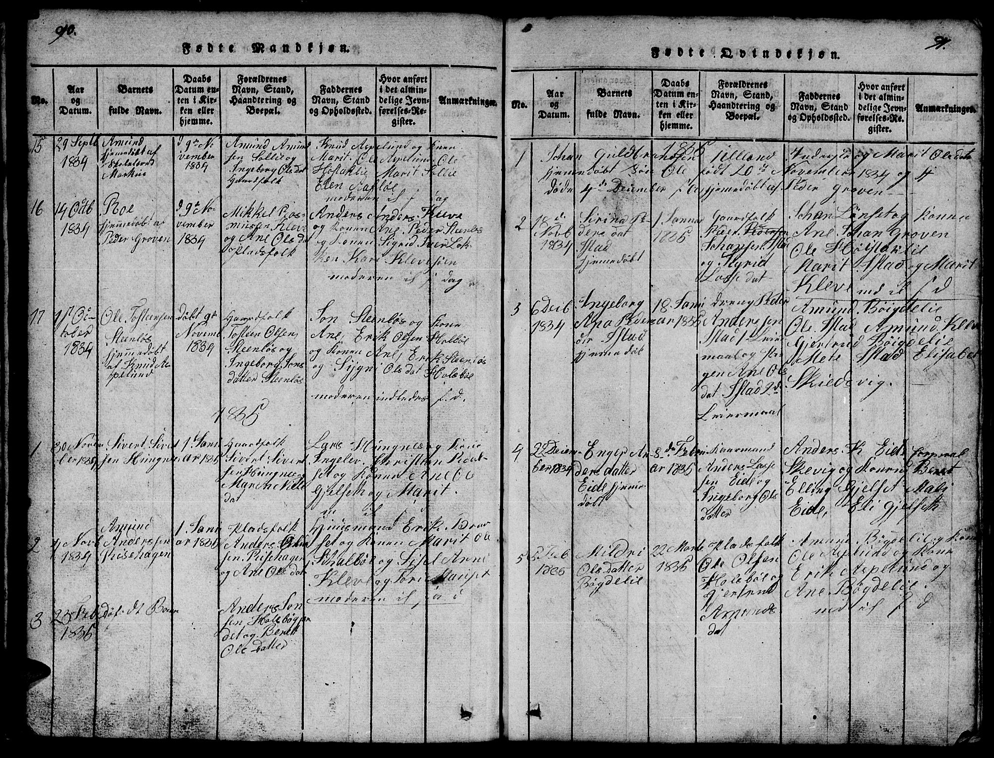 Ministerialprotokoller, klokkerbøker og fødselsregistre - Møre og Romsdal, SAT/A-1454/557/L0683: Klokkerbok nr. 557C01, 1818-1862, s. 90-91