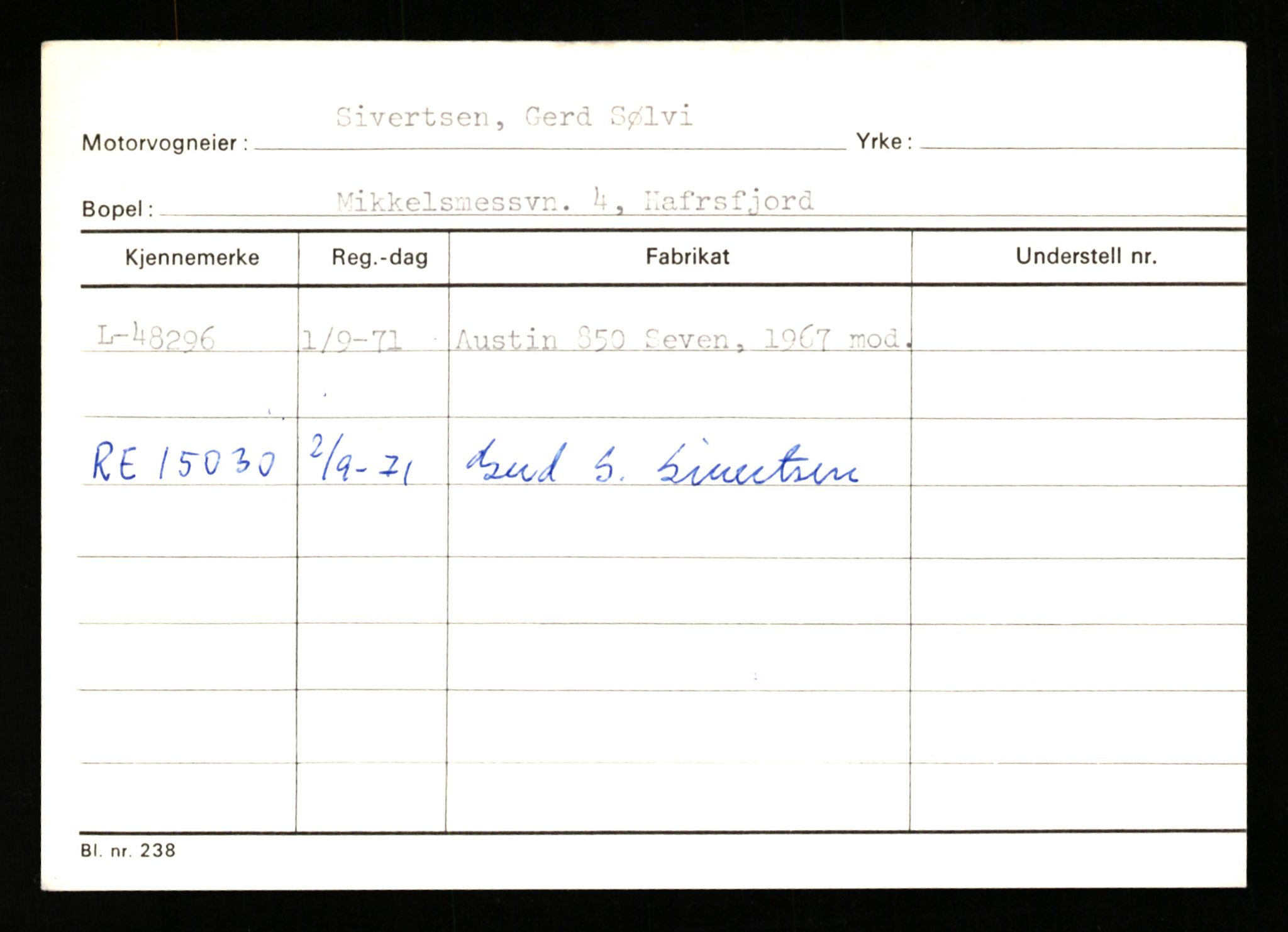 Stavanger trafikkstasjon, AV/SAST-A-101942/0/G/L0006: Registreringsnummer: 34250 - 49007, 1930-1971, s. 3326