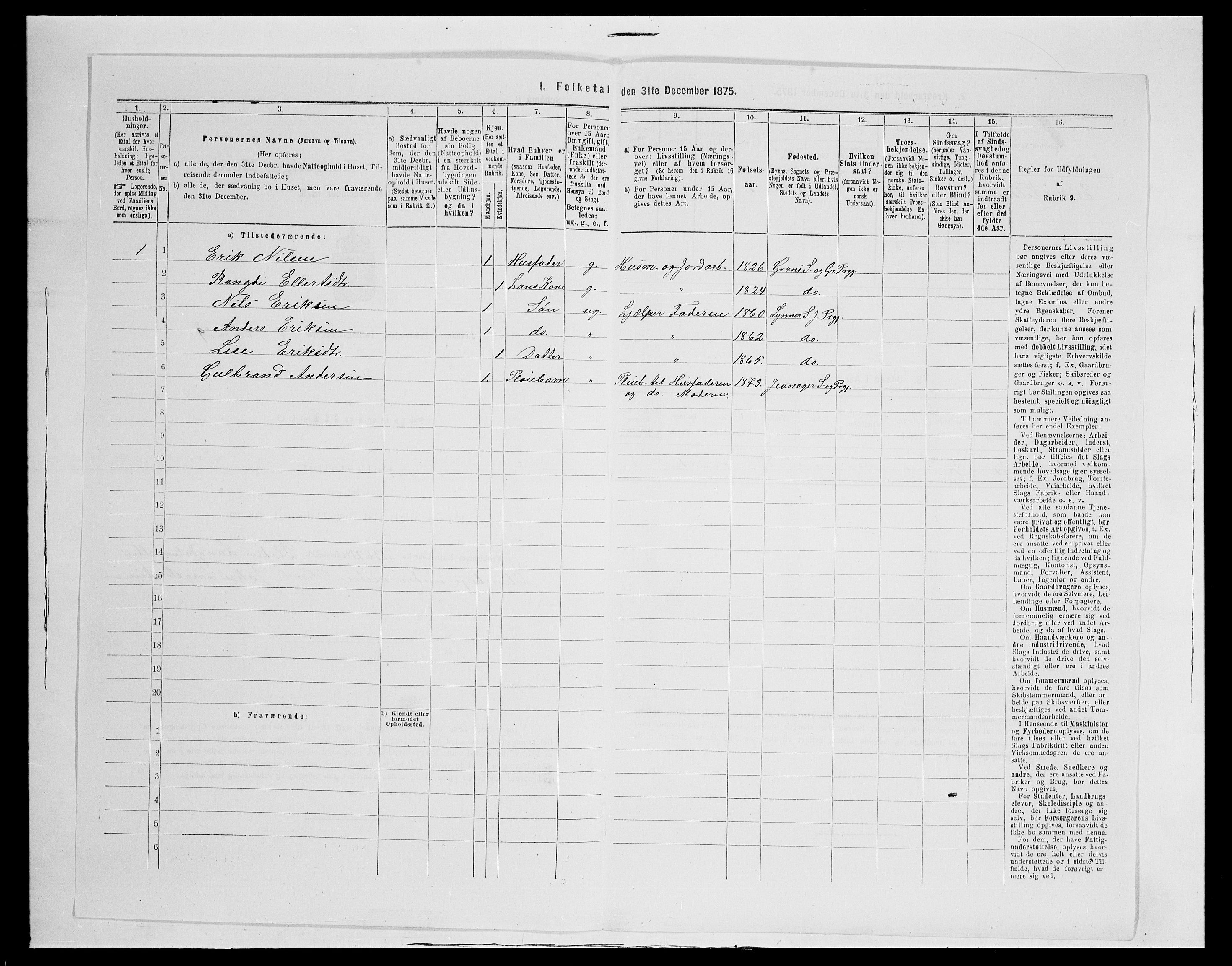 SAH, Folketelling 1875 for 0532P Jevnaker prestegjeld, 1875, s. 1215