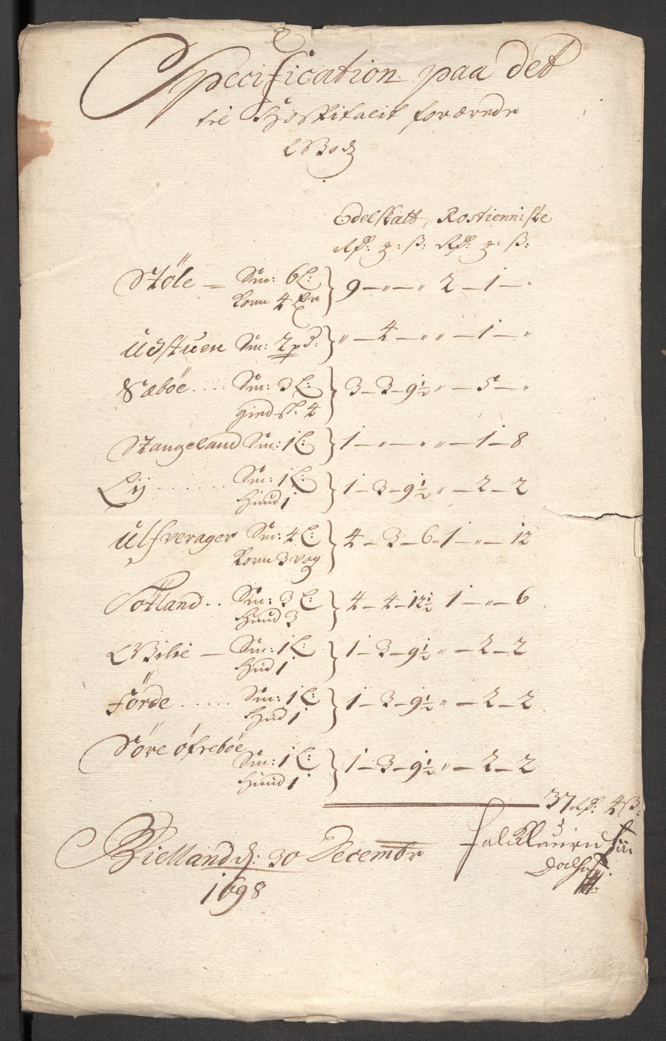 Rentekammeret inntil 1814, Reviderte regnskaper, Fogderegnskap, RA/EA-4092/R48/L2977: Fogderegnskap Sunnhordland og Hardanger, 1697-1698, s. 393