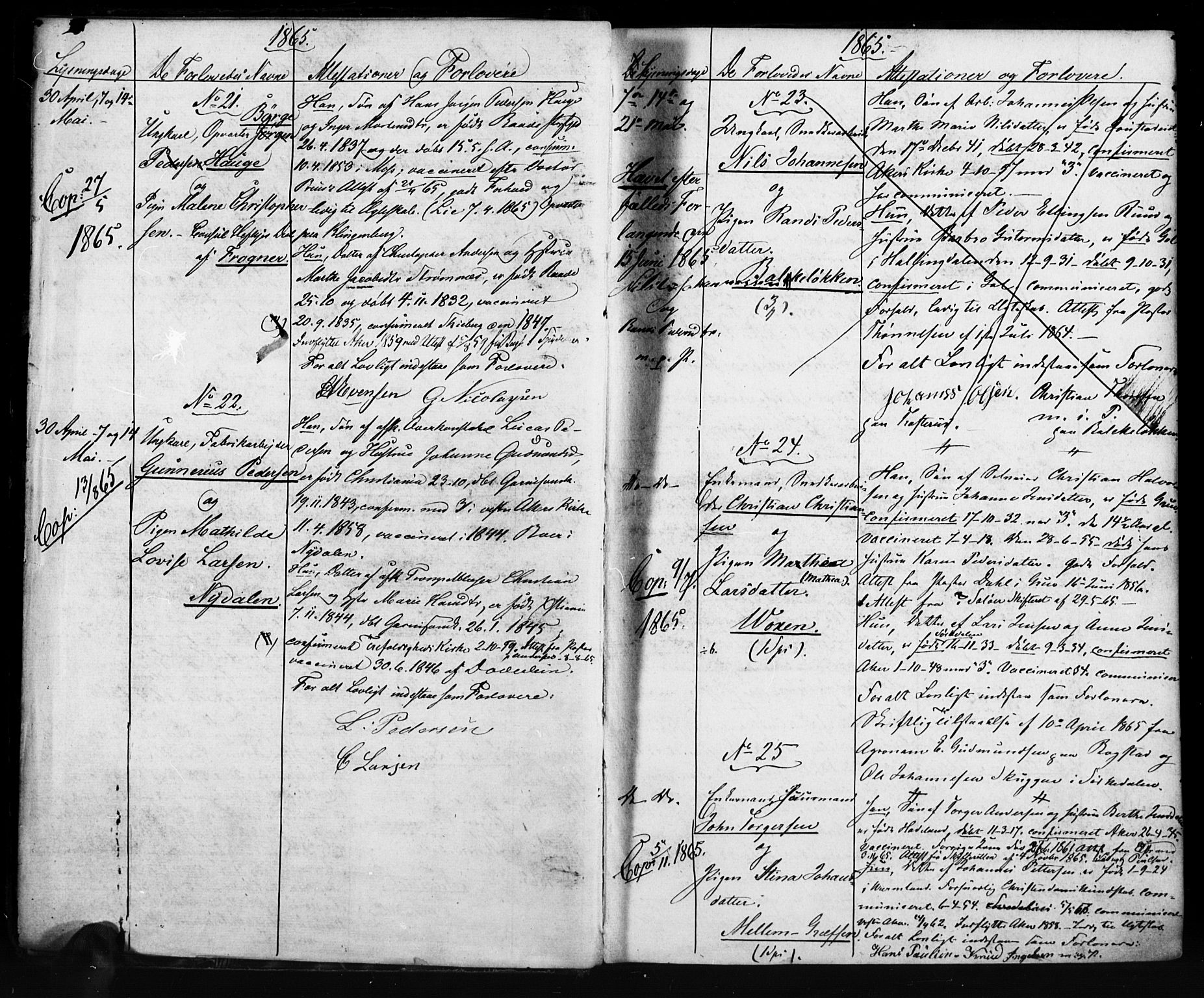 Vestre Aker prestekontor Kirkebøker, AV/SAO-A-10025/H/Ha/L0001: Lysningsprotokoll nr. 1, 1865-1878