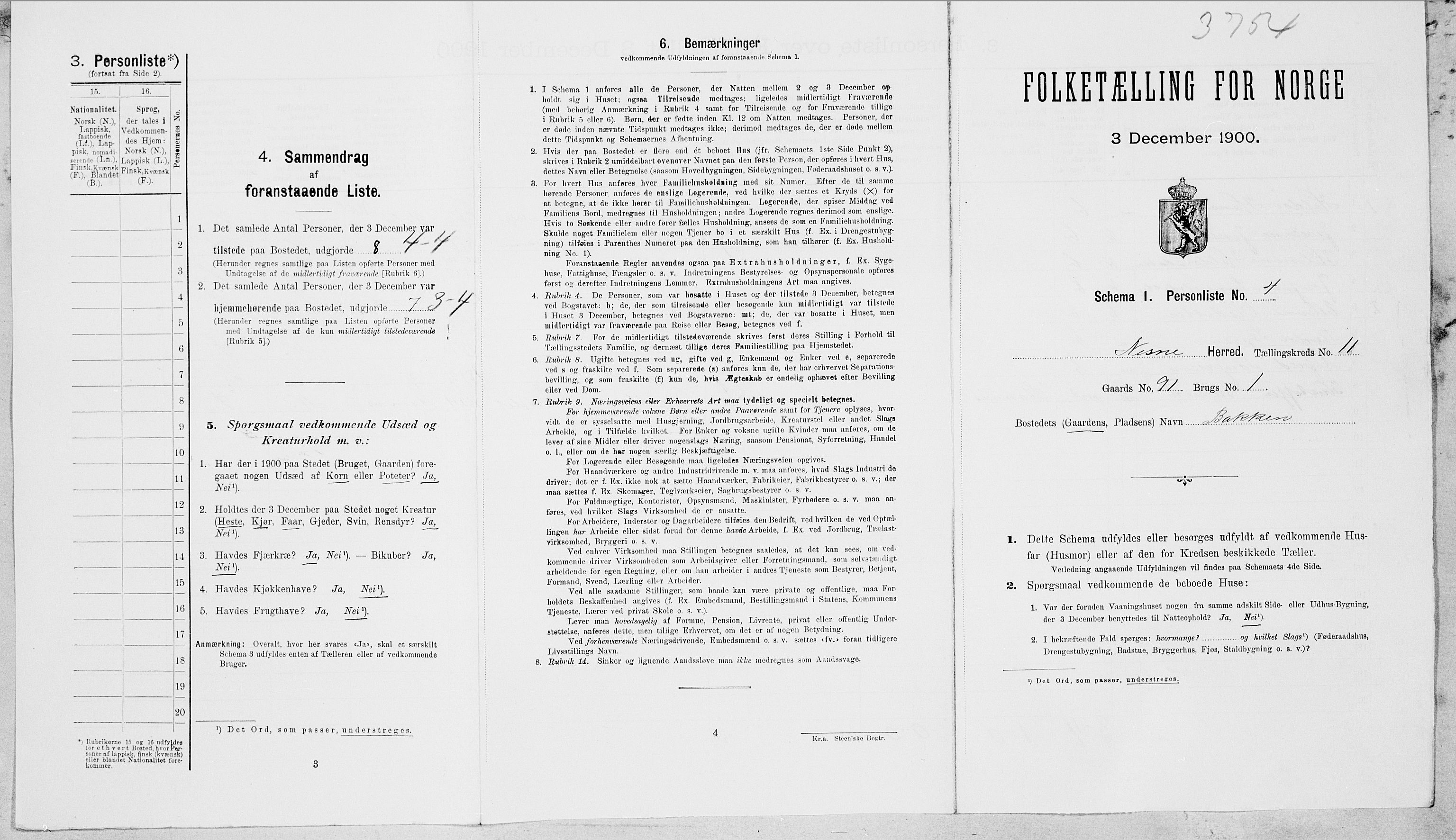 SAT, Folketelling 1900 for 1828 Nesna herred, 1900, s. 1051