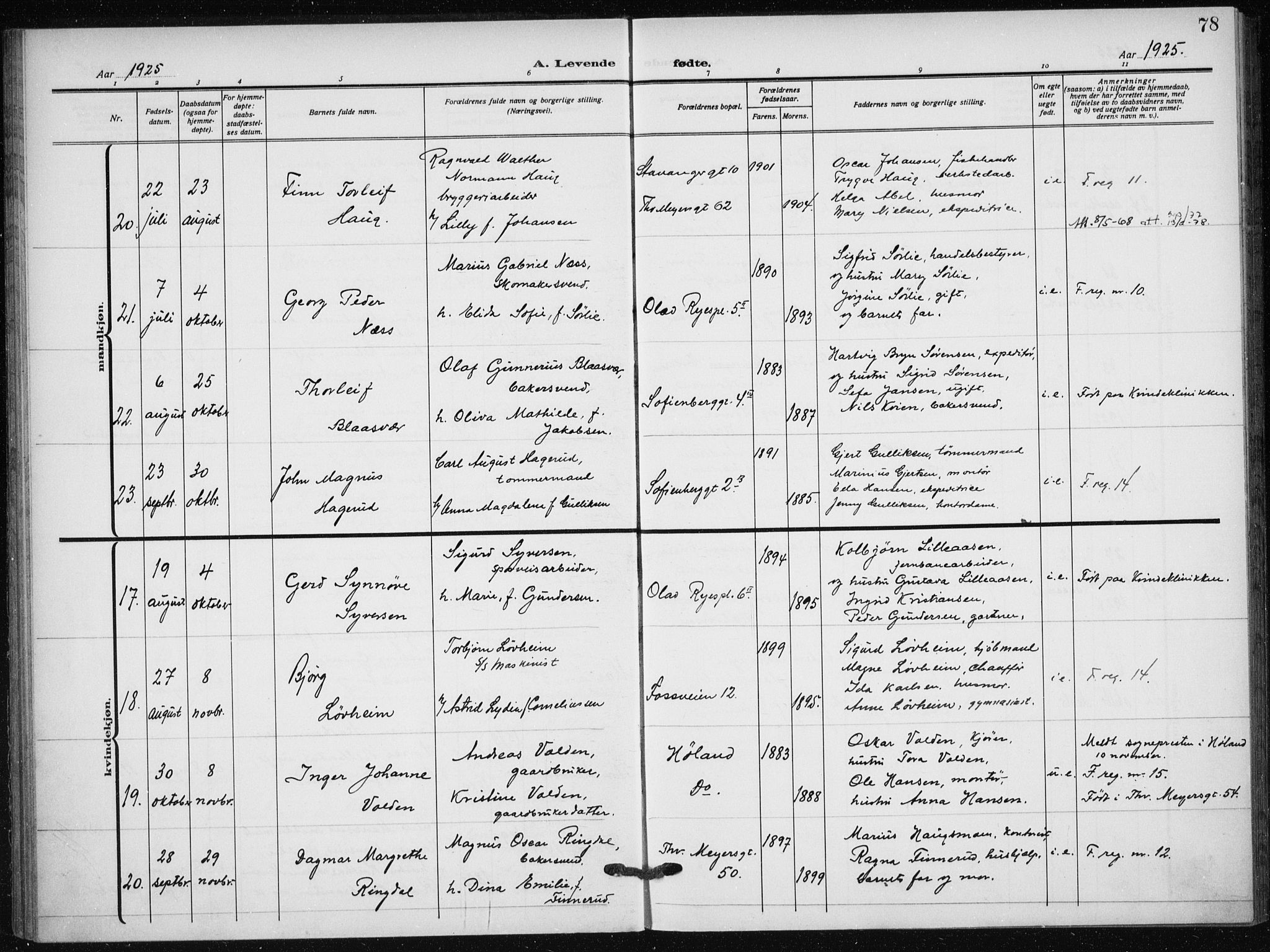 Hauge prestekontor Kirkebøker, AV/SAO-A-10849/F/Fa/L0001: Ministerialbok nr. 1, 1917-1938, s. 78