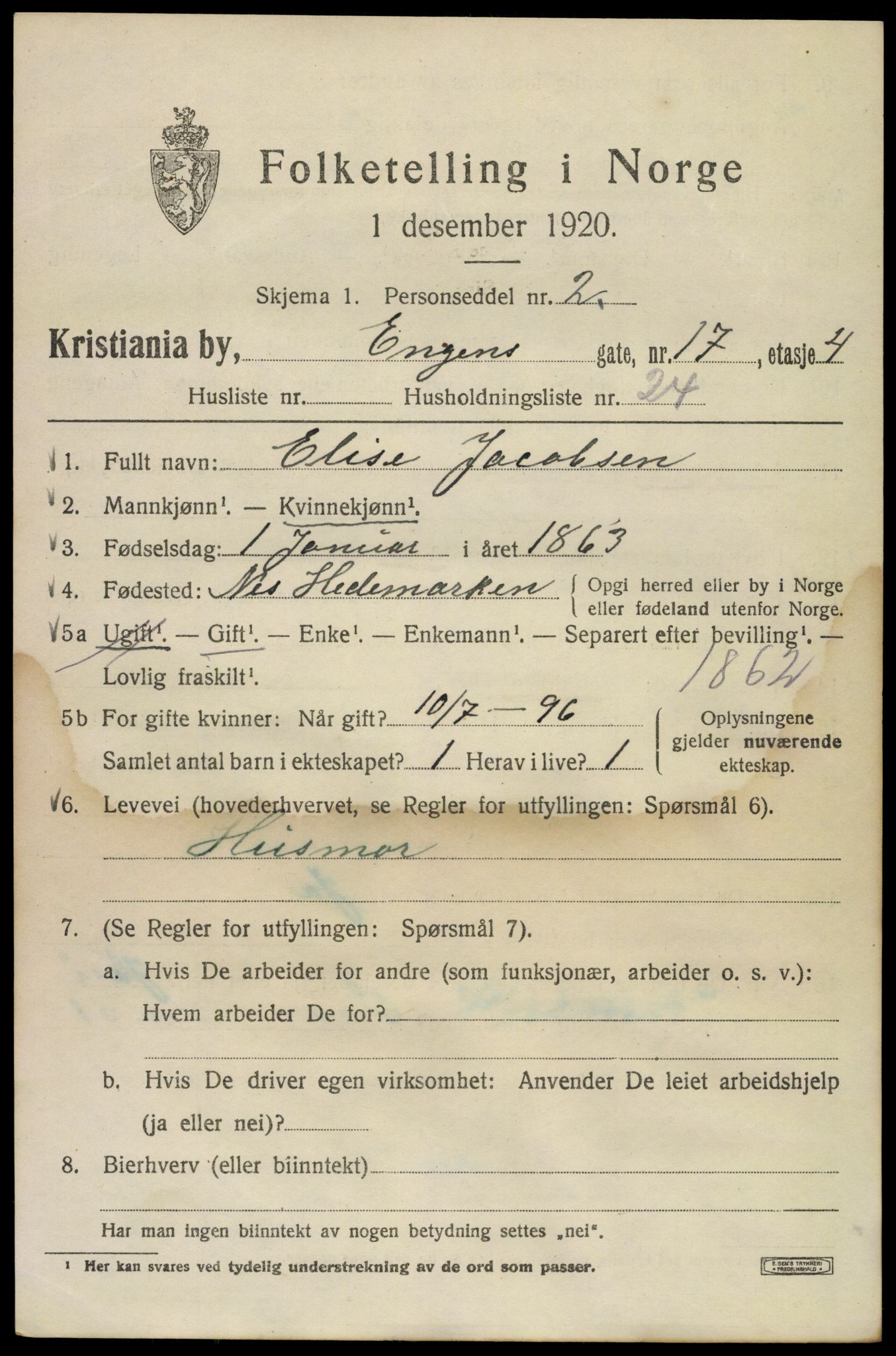 SAO, Folketelling 1920 for 0301 Kristiania kjøpstad, 1920, s. 219075