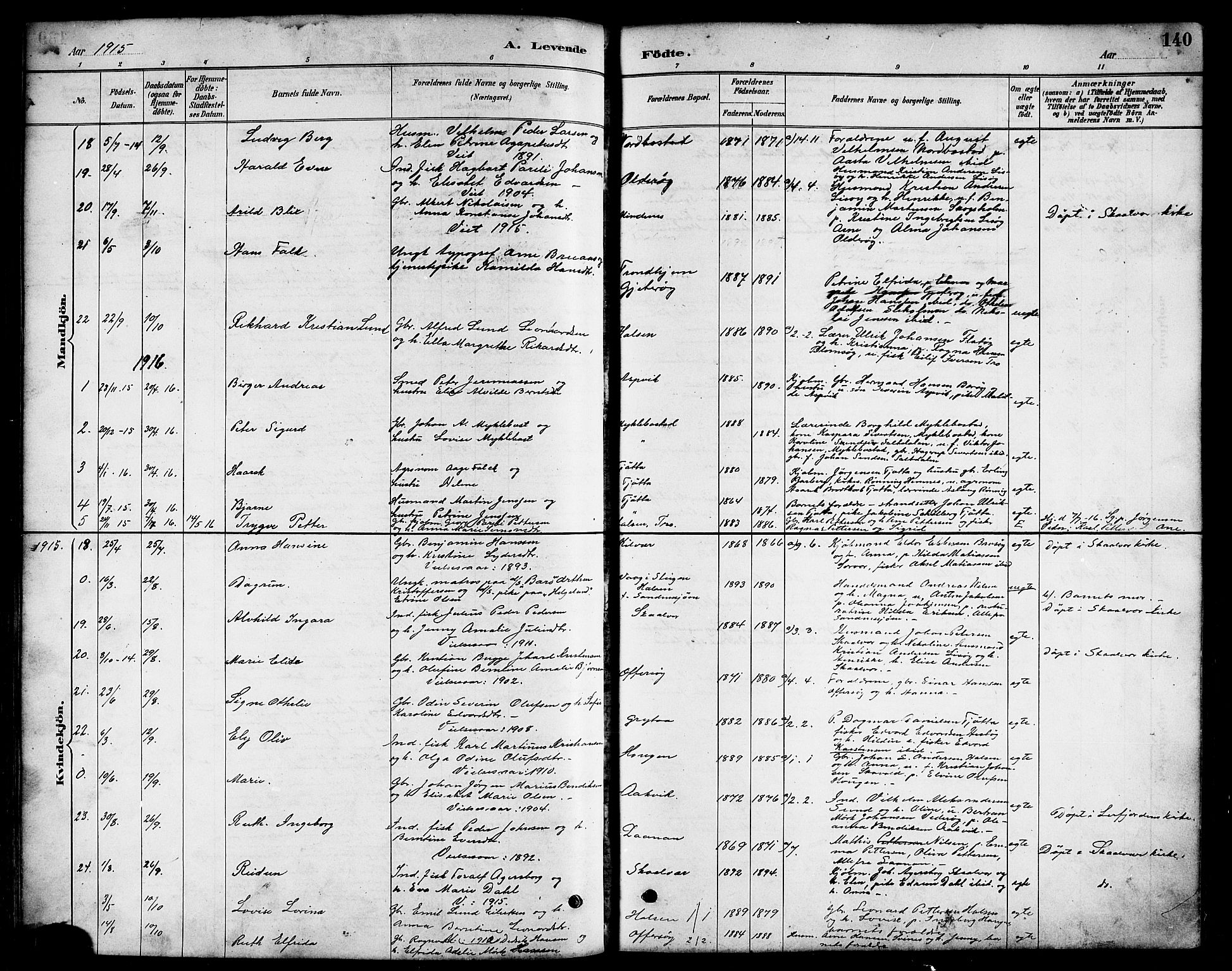 Ministerialprotokoller, klokkerbøker og fødselsregistre - Nordland, SAT/A-1459/817/L0268: Klokkerbok nr. 817C03, 1884-1920, s. 140