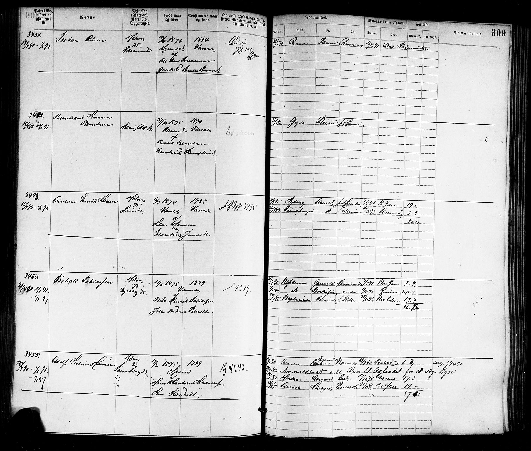 Farsund mønstringskrets, SAK/2031-0017/F/Fa/L0006: Annotasjonsrulle nr 1911-3805 med register, Z-3, 1877-1894, s. 344