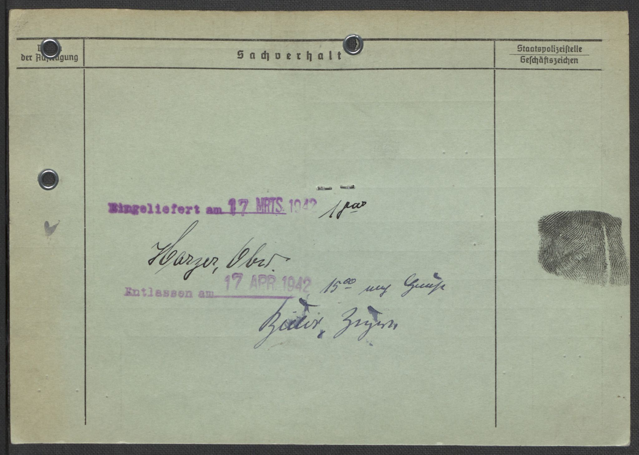Befehlshaber der Sicherheitspolizei und des SD, RA/RAFA-5969/E/Ea/Eaa/L0002: Register over norske fanger i Møllergata 19: Bj-Eng, 1940-1945, s. 802