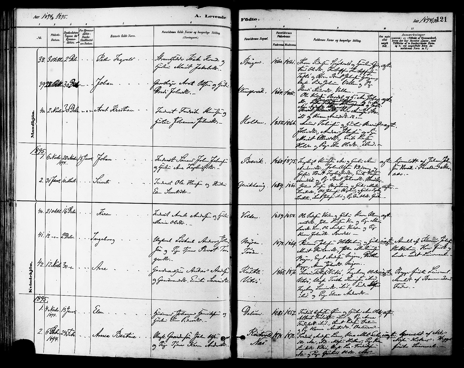 Ministerialprotokoller, klokkerbøker og fødselsregistre - Sør-Trøndelag, AV/SAT-A-1456/630/L0496: Ministerialbok nr. 630A09, 1879-1895, s. 121