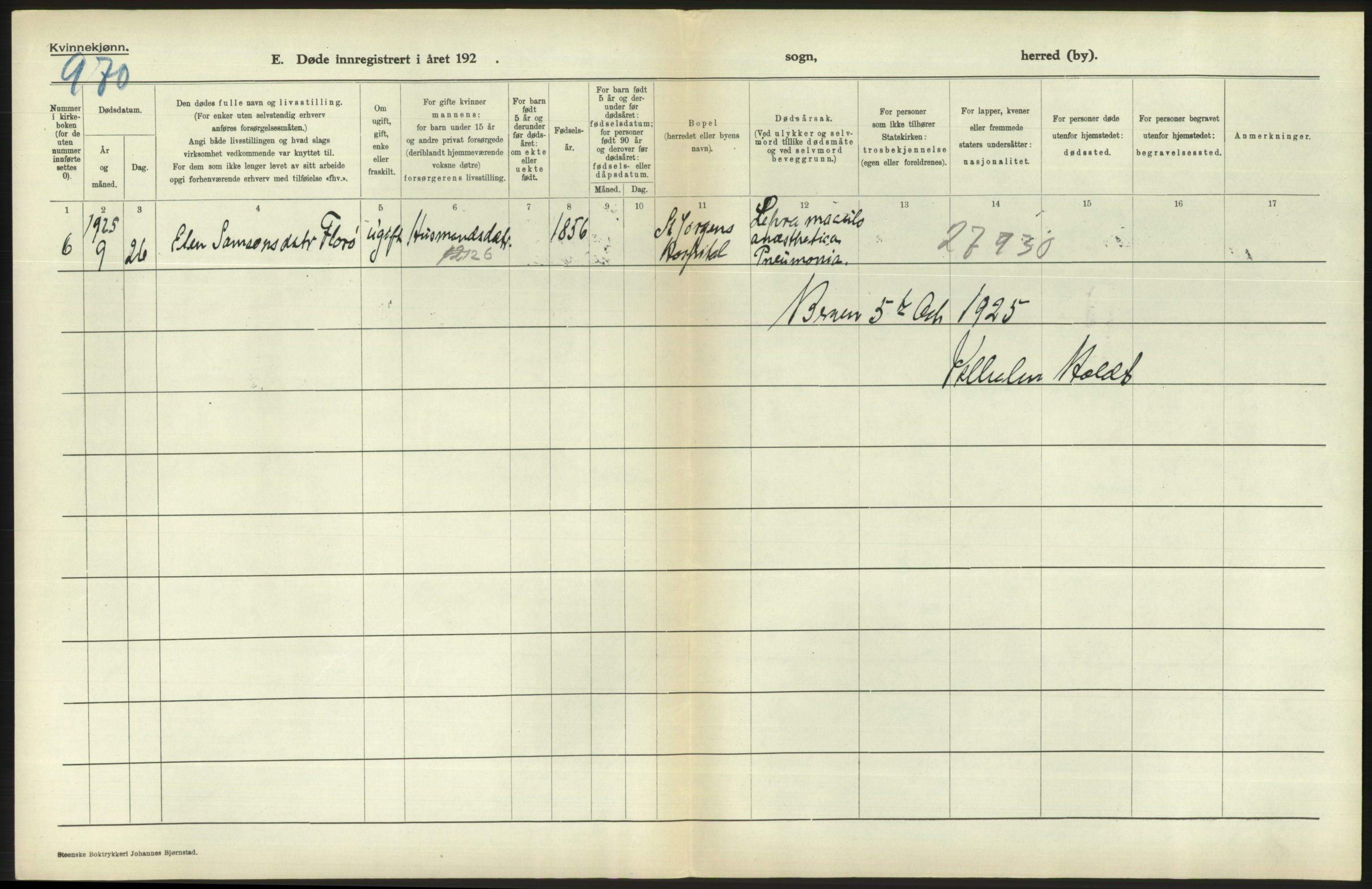 Statistisk sentralbyrå, Sosiodemografiske emner, Befolkning, AV/RA-S-2228/D/Df/Dfc/Dfce/L0029: Bergen: Gifte, døde., 1925, s. 792