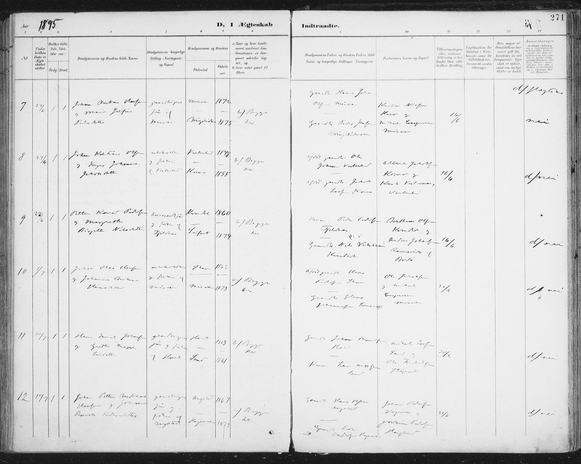 Ministerialprotokoller, klokkerbøker og fødselsregistre - Nordland, AV/SAT-A-1459/852/L0741: Ministerialbok nr. 852A11, 1894-1917, s. 271