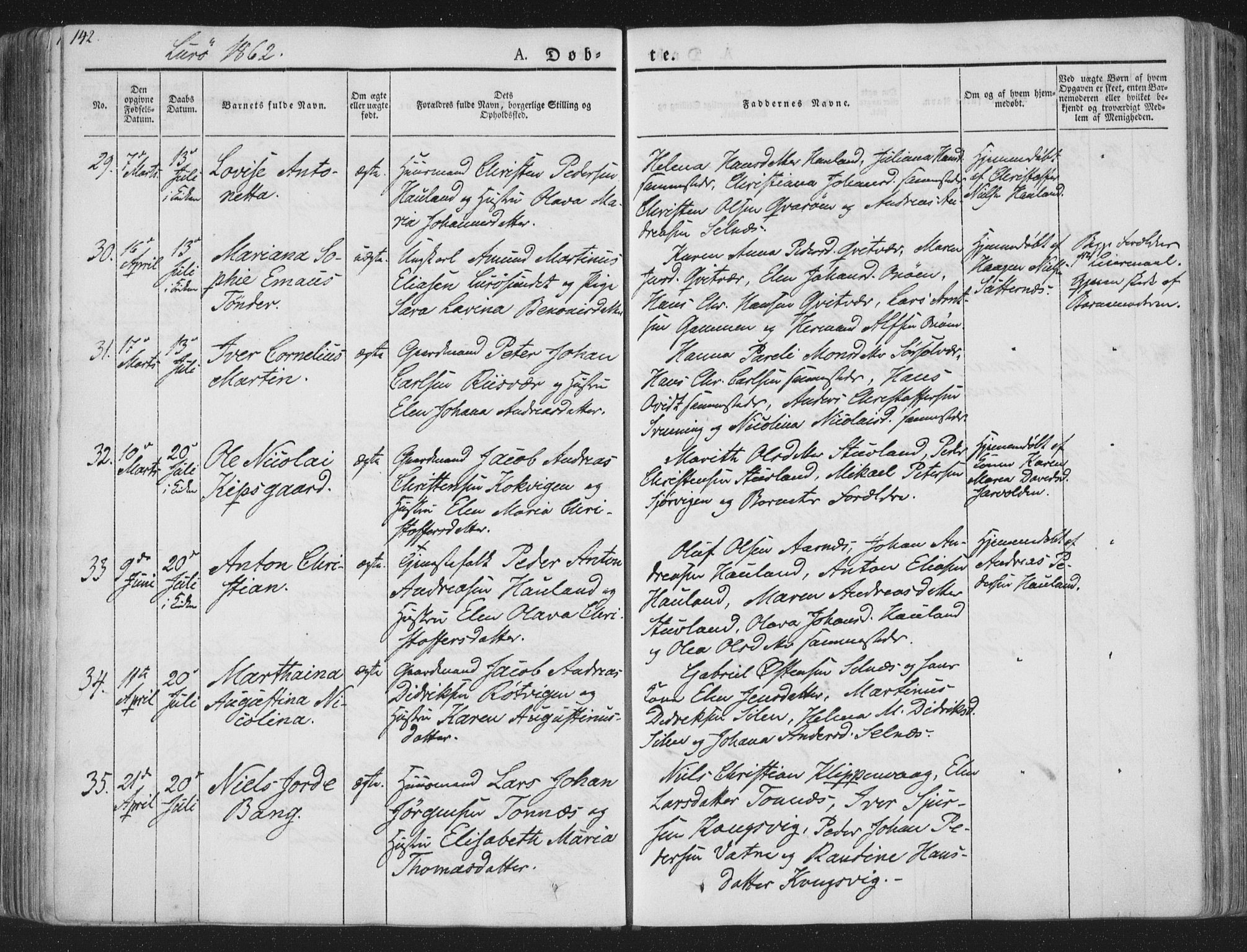 Ministerialprotokoller, klokkerbøker og fødselsregistre - Nordland, AV/SAT-A-1459/839/L0565: Ministerialbok nr. 839A02, 1825-1862, s. 142